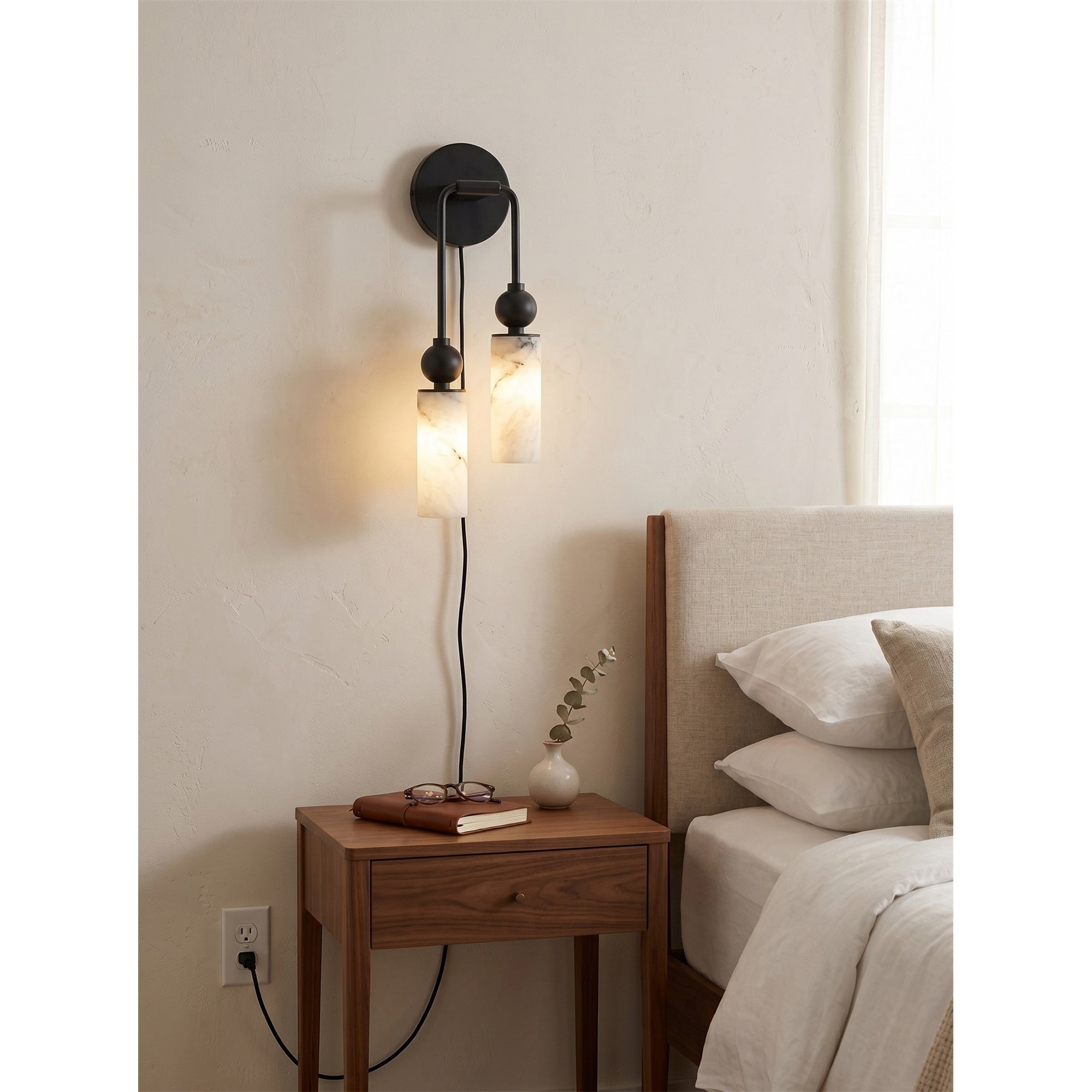 Staggered Alabaster Plug-in Sconce