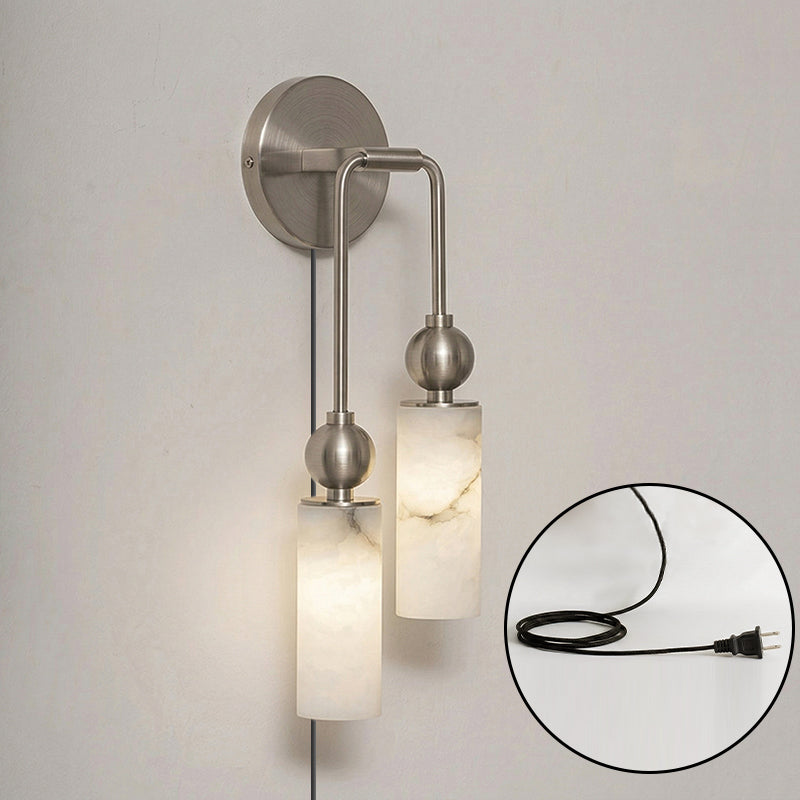 Staggered Alabaster Plug-in Sconce