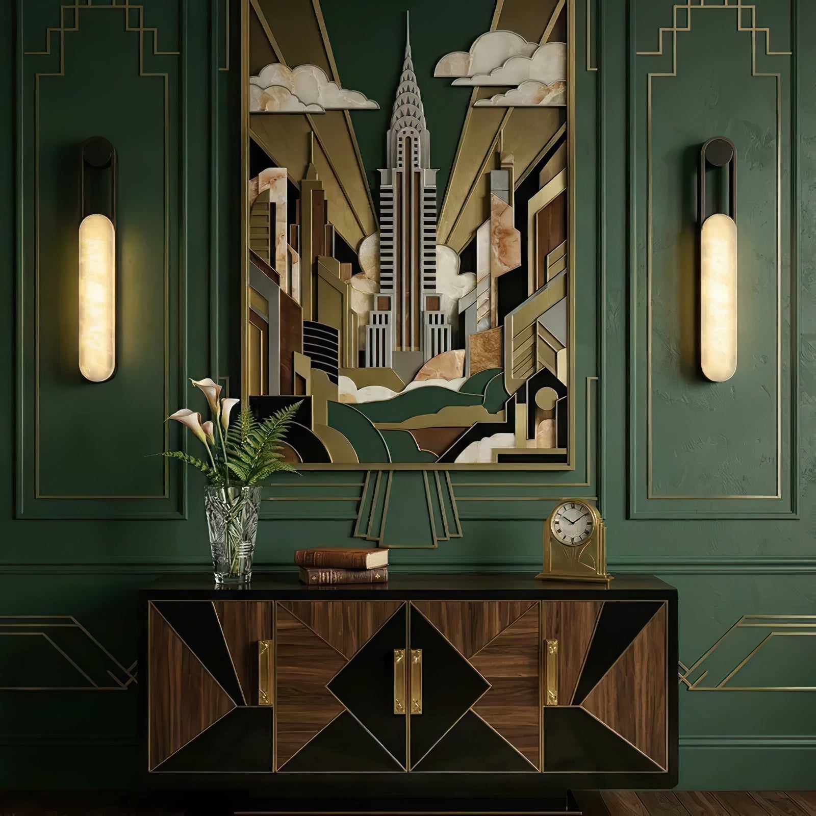 Linear Column Alabaster Vanity Sconce