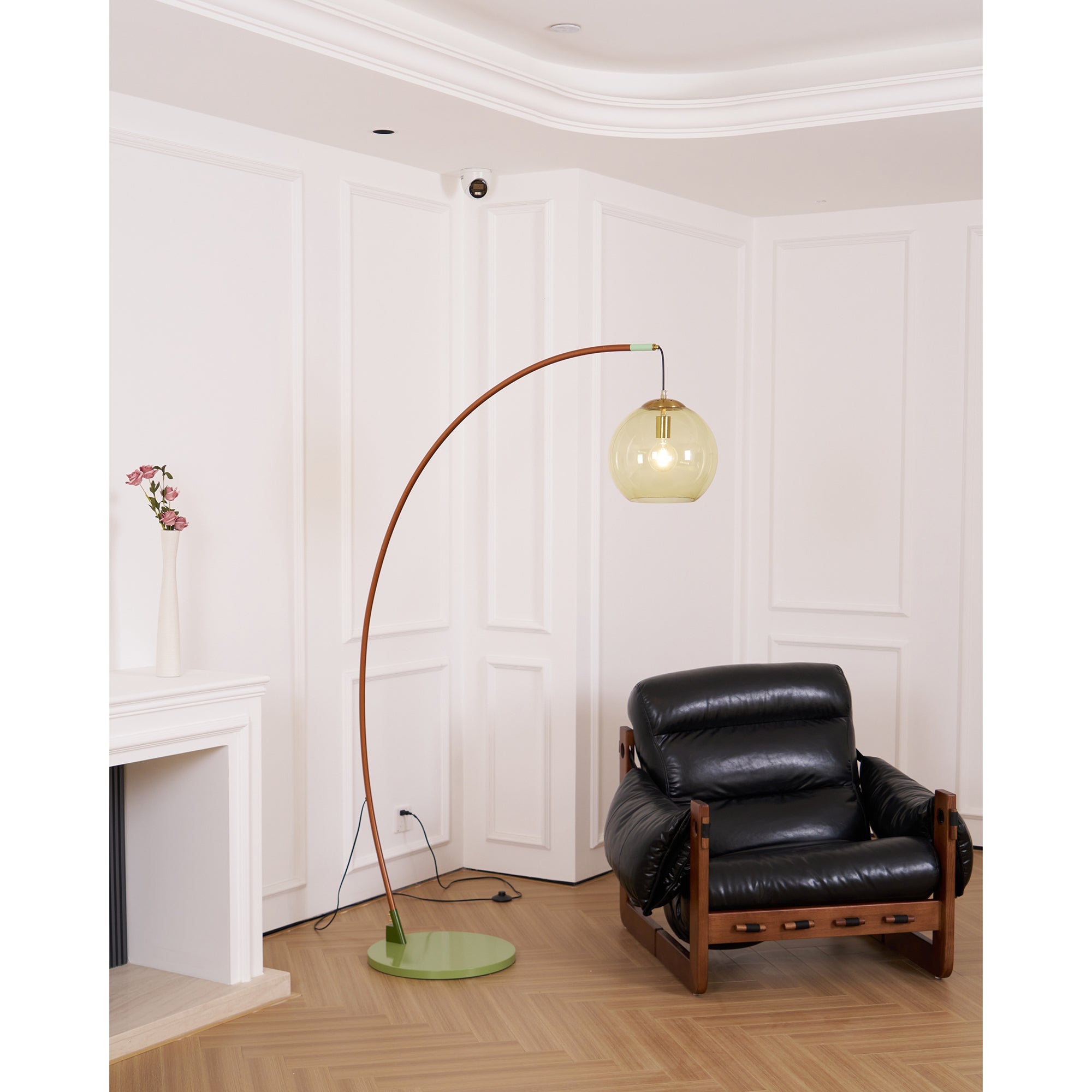 Juniper Arc Amber Globe Floor Lamp