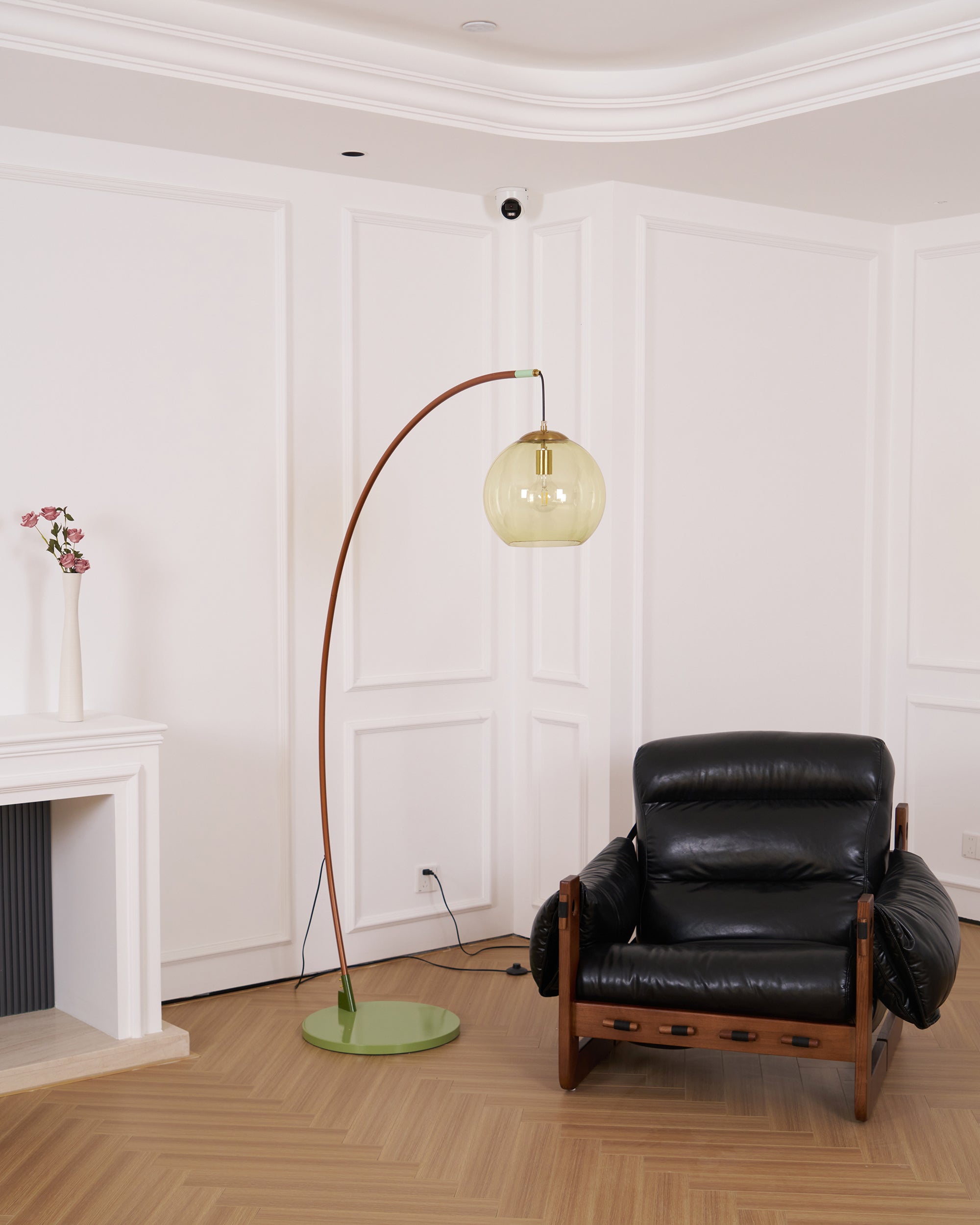Juniper Arc Amber Globe Floor Lamp
