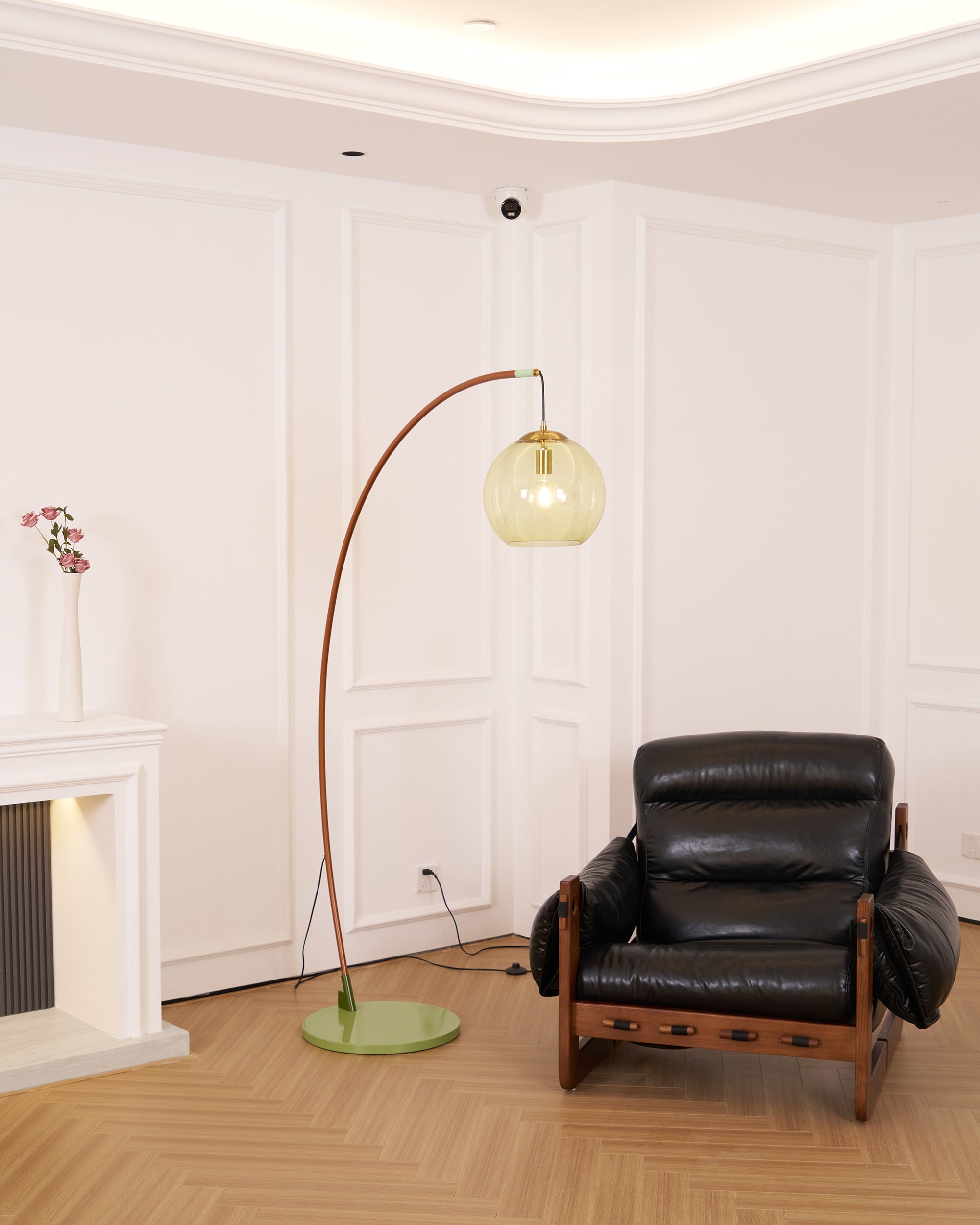 Juniper Arc Amber Globe Floor Lamp