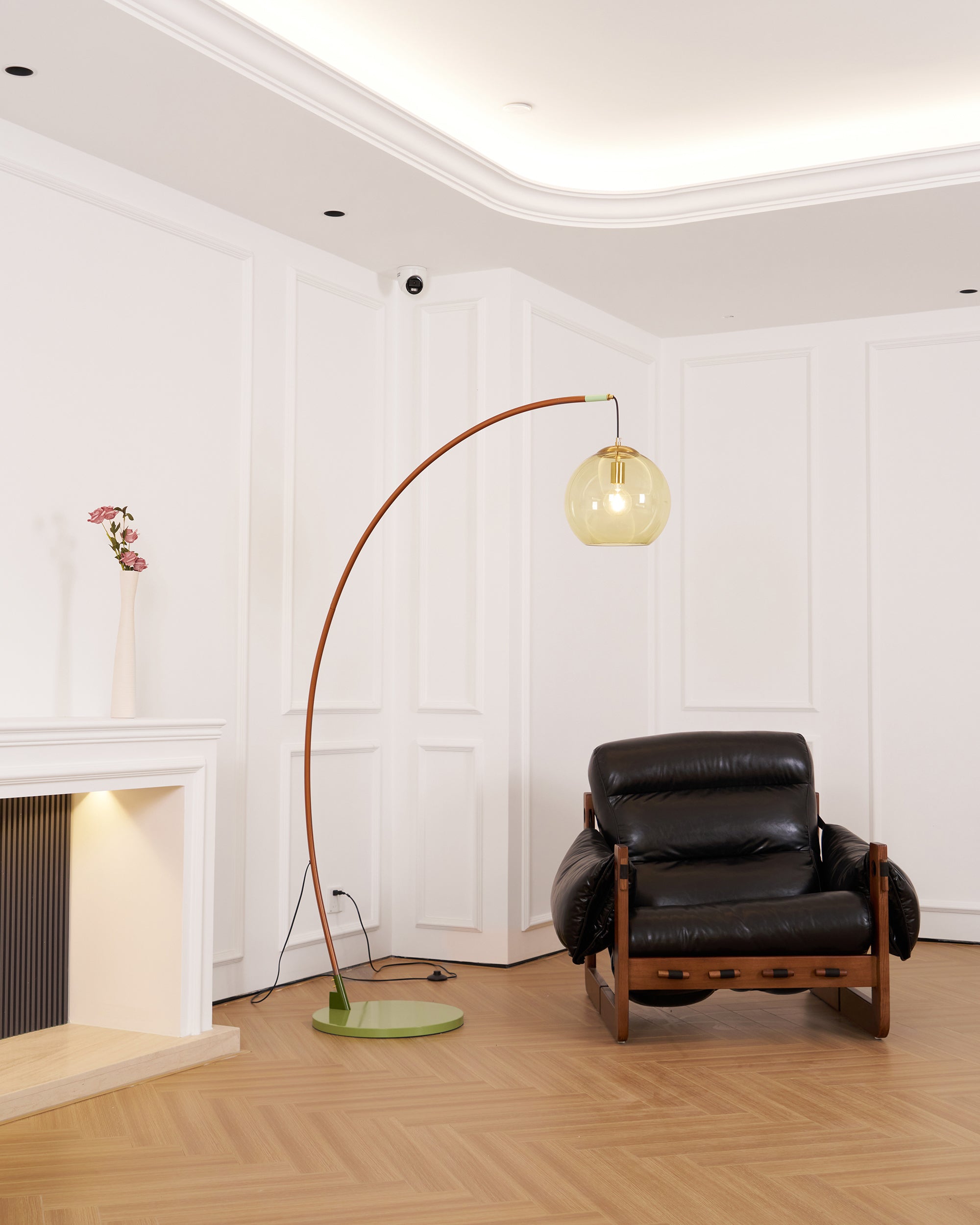 Juniper Arc Amber Globe Floor Lamp