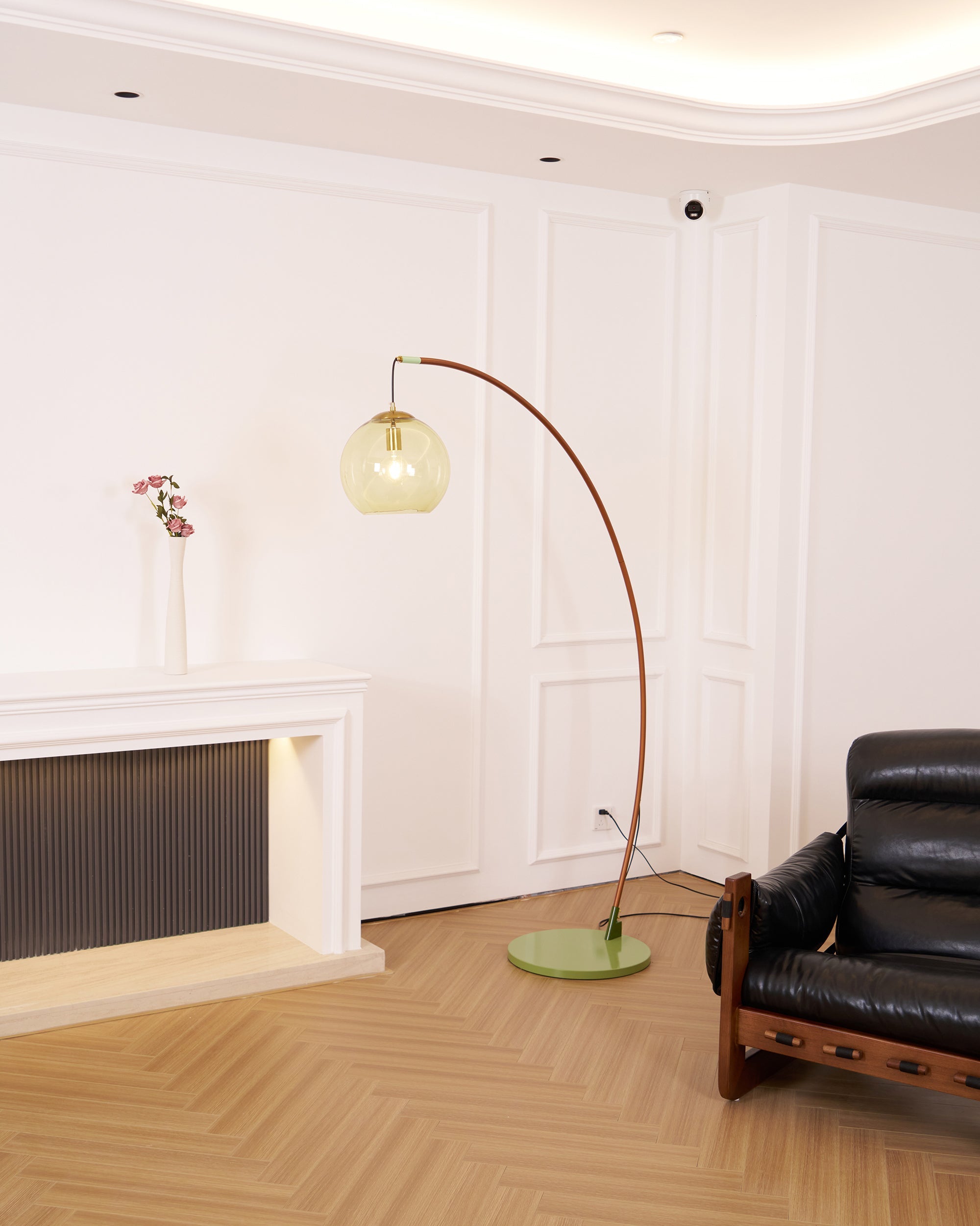 Juniper Arc Amber Globe Floor Lamp