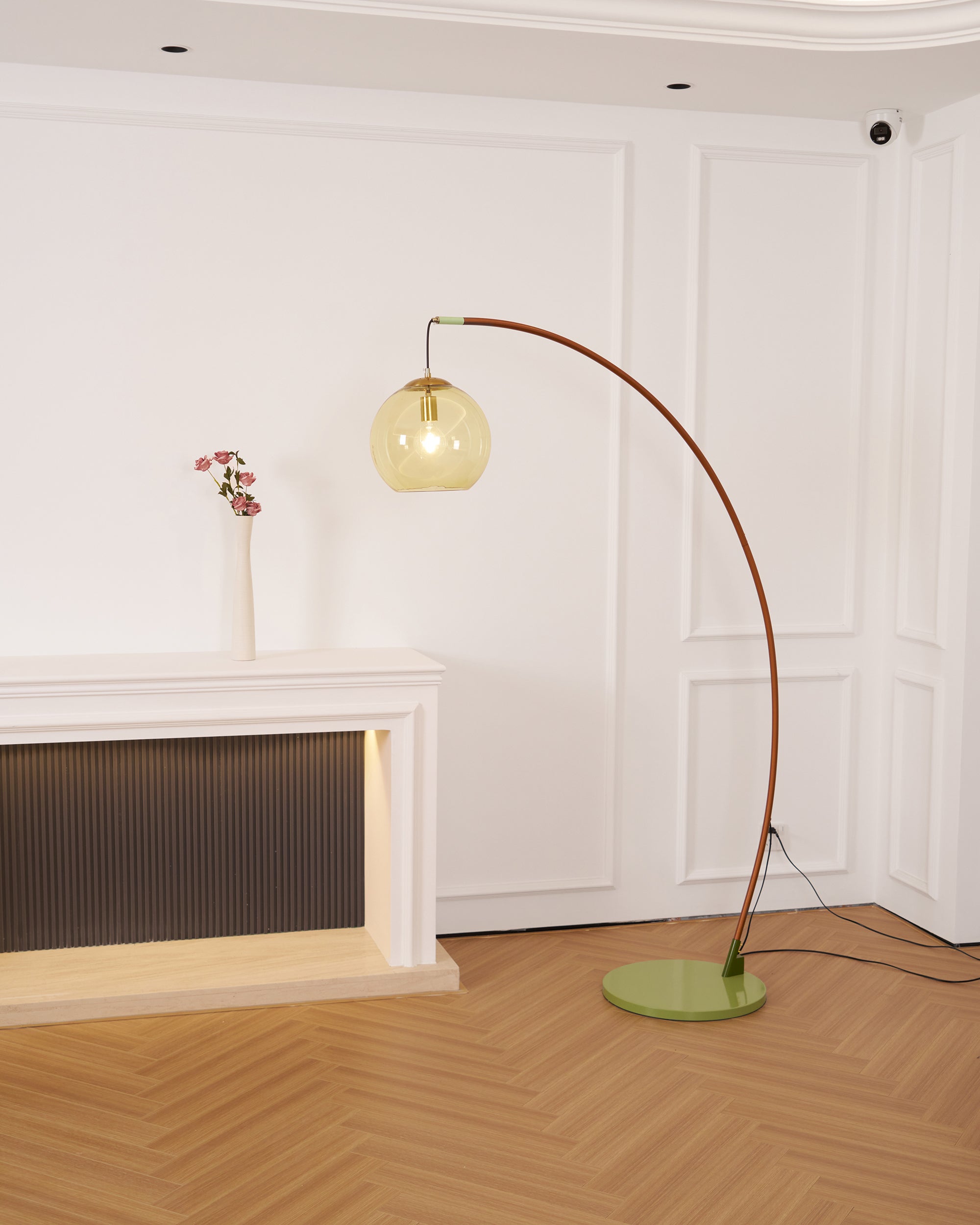 Juniper Arc Amber Globe Floor Lamp