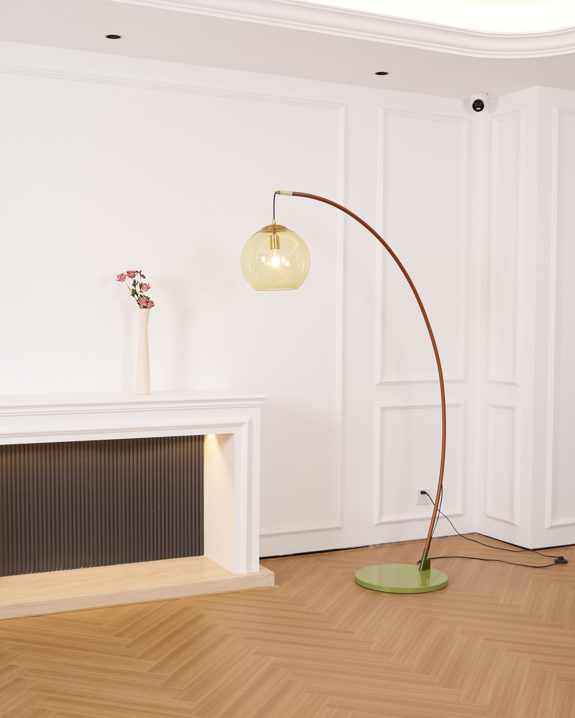 Juniper Arc Amber Globe Floor Lamp