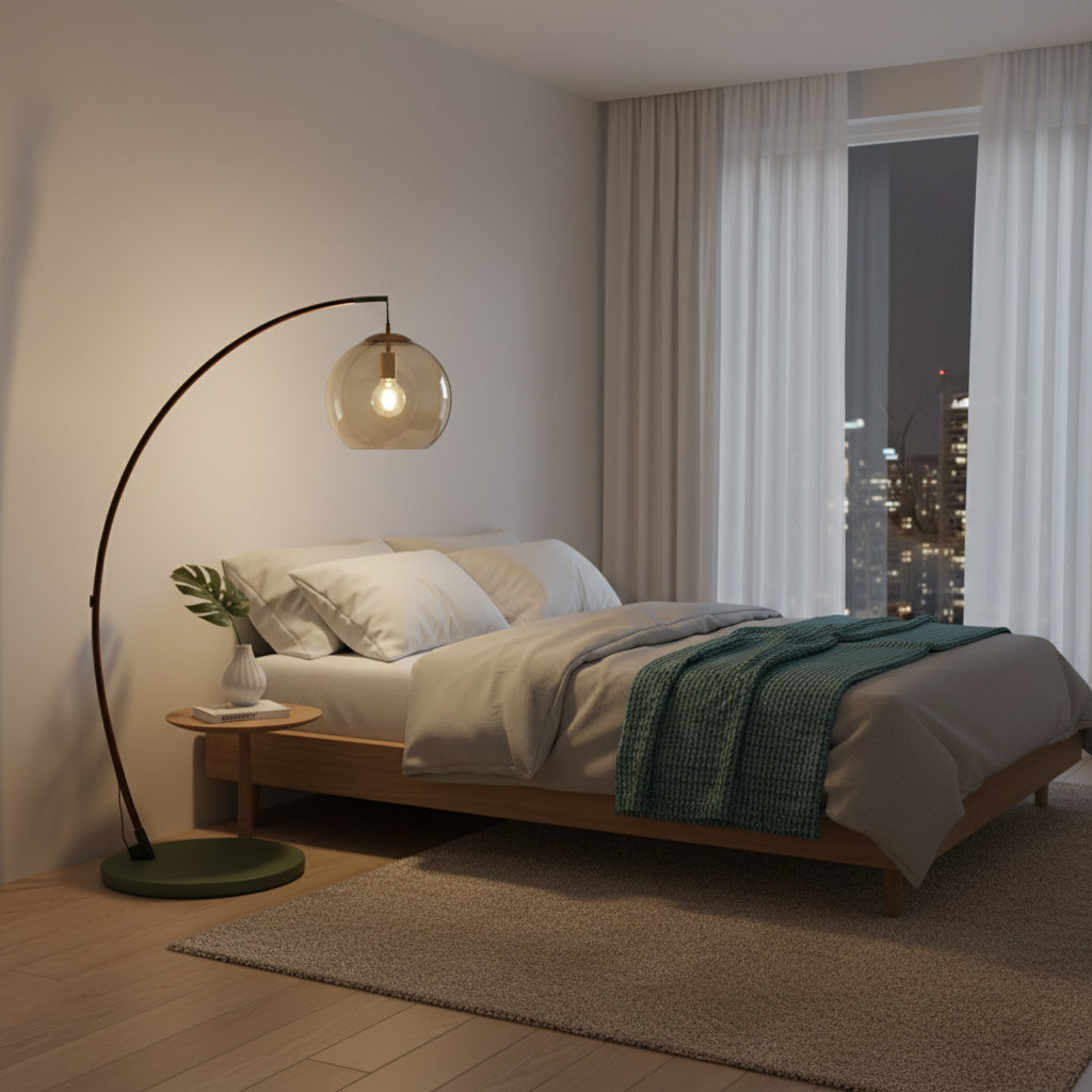 Juniper Arc Amber Globe Floor Lamp