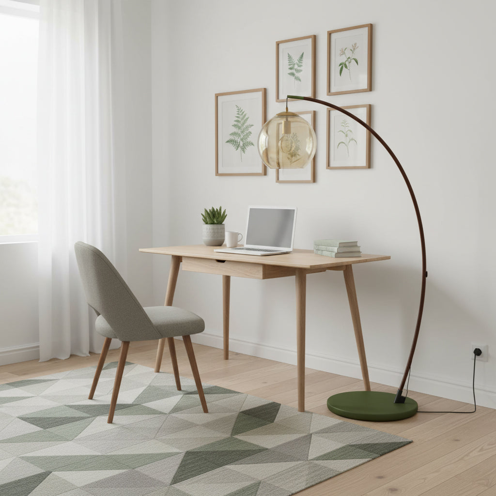 Juniper Arc Amber Globe Floor Lamp