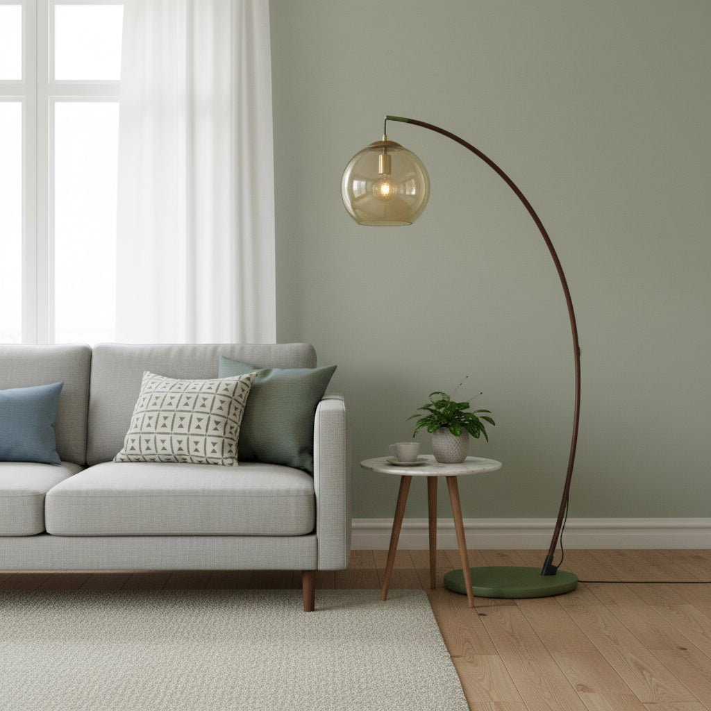 Juniper Arc Amber Globe Floor Lamp