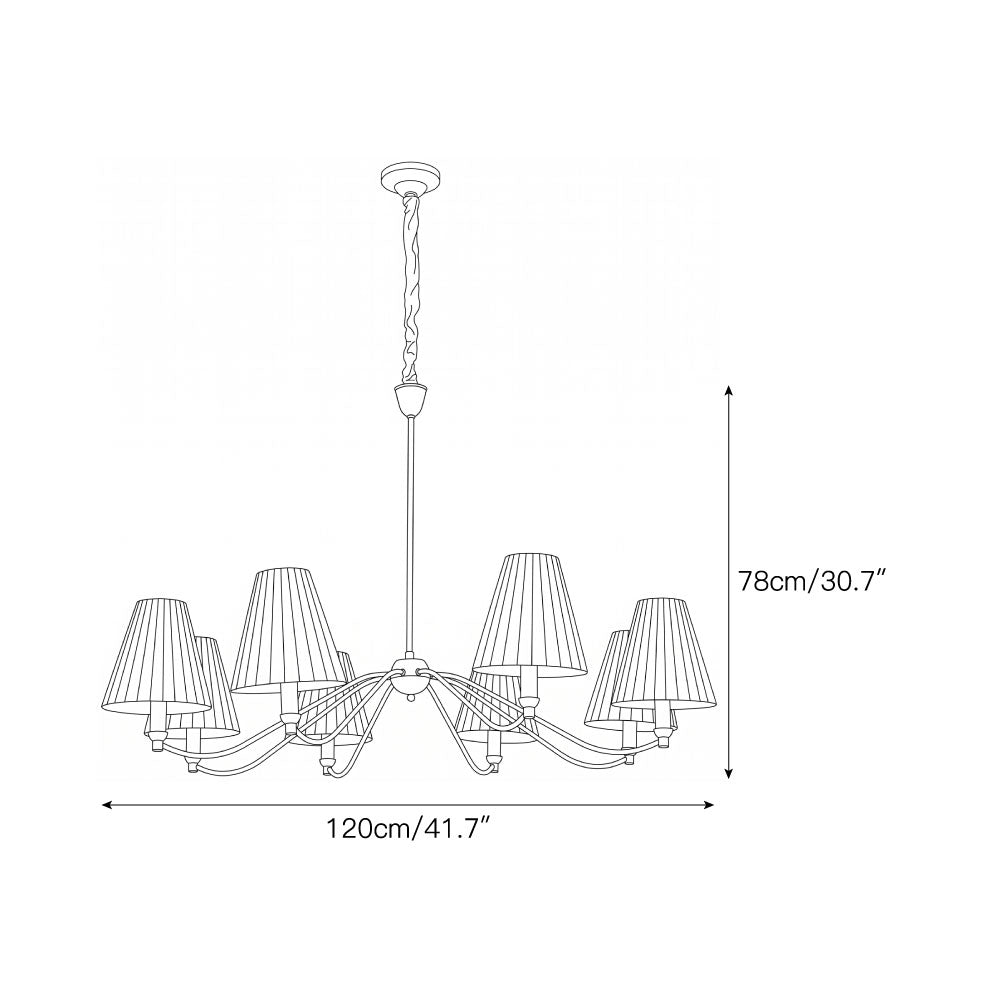 Curved Arm Brass Pleated Chandelier