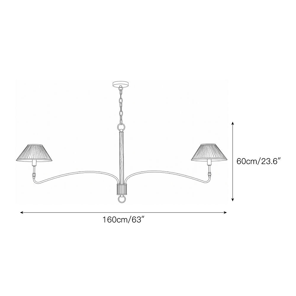 Pleated Empire Shade Brass Chandelier