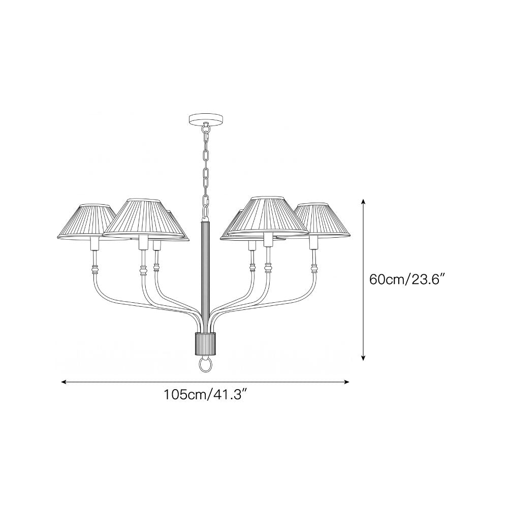 Pleated Empire Shade Brass Chandelier