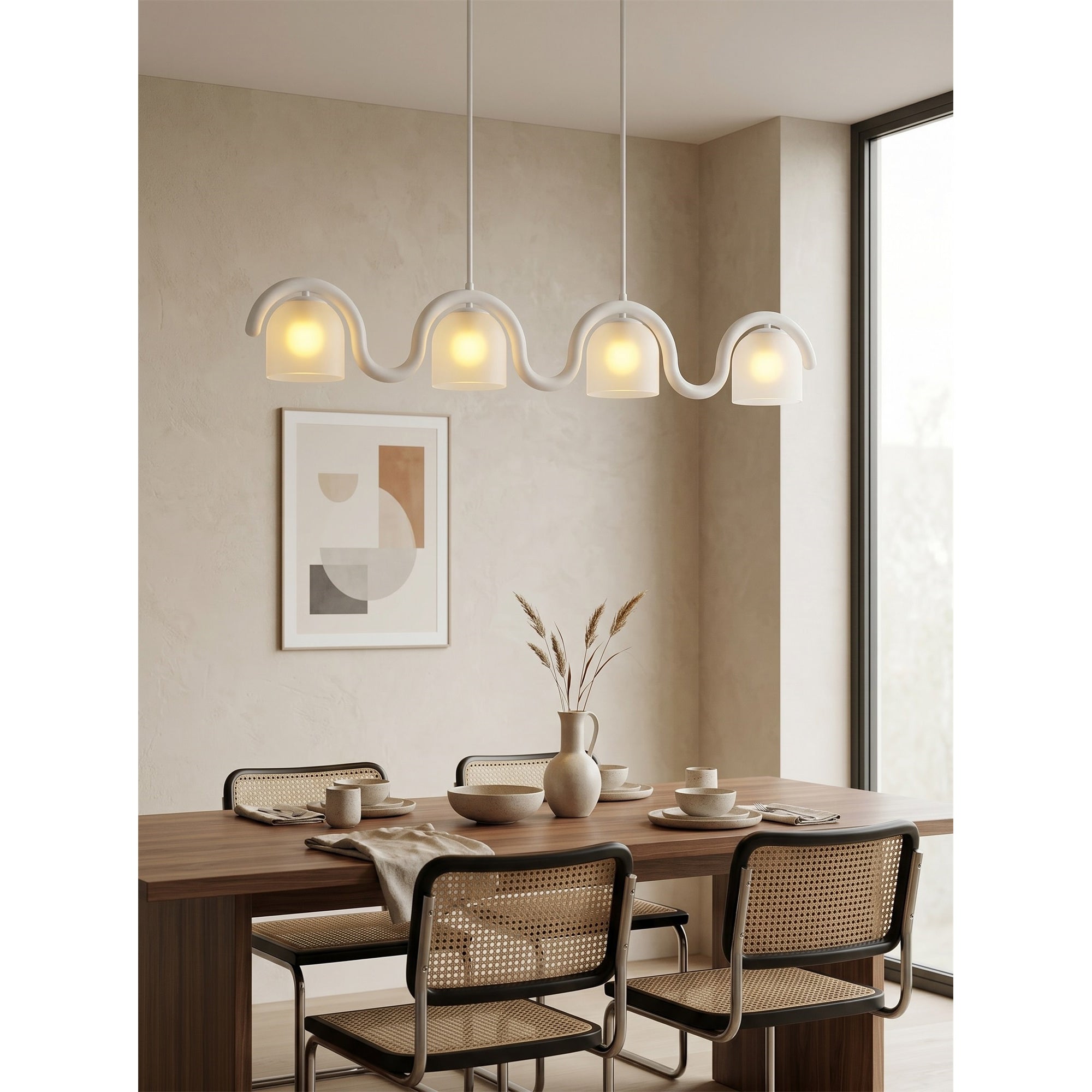 Wavy Terracotta Linear Glass Chandelier