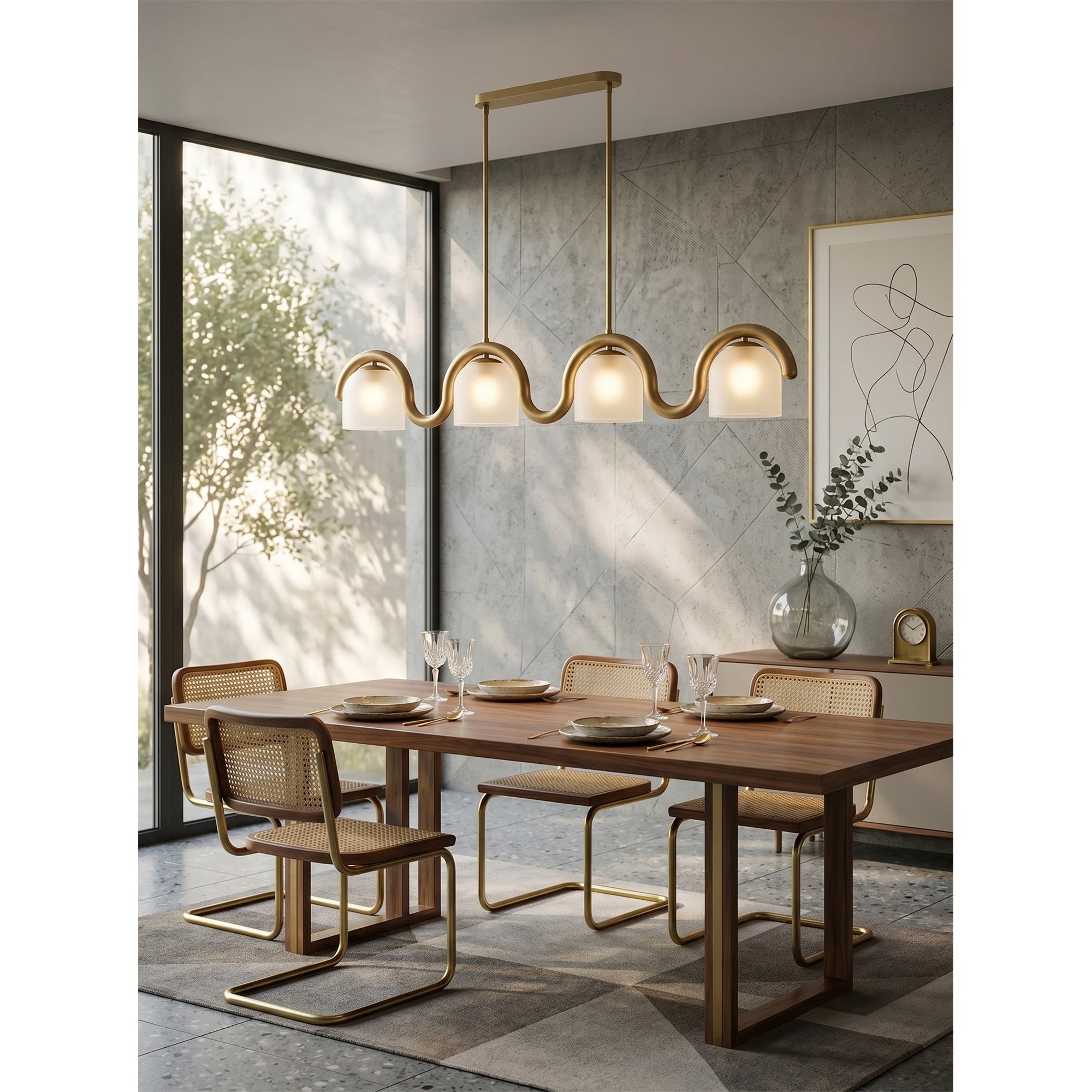 Wavy Terracotta Linear Glass Chandelier