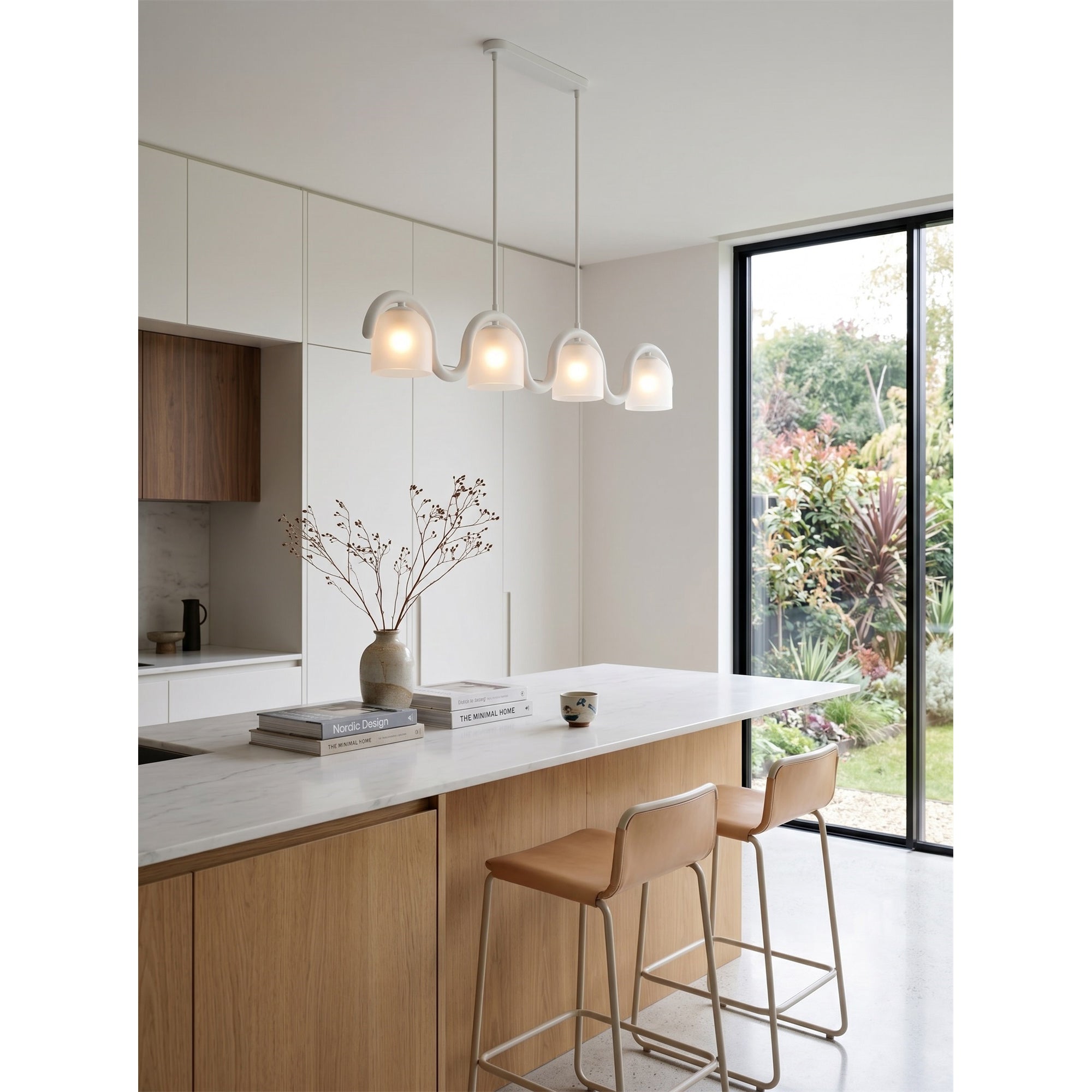 Wavy Terracotta Linear Glass Chandelier