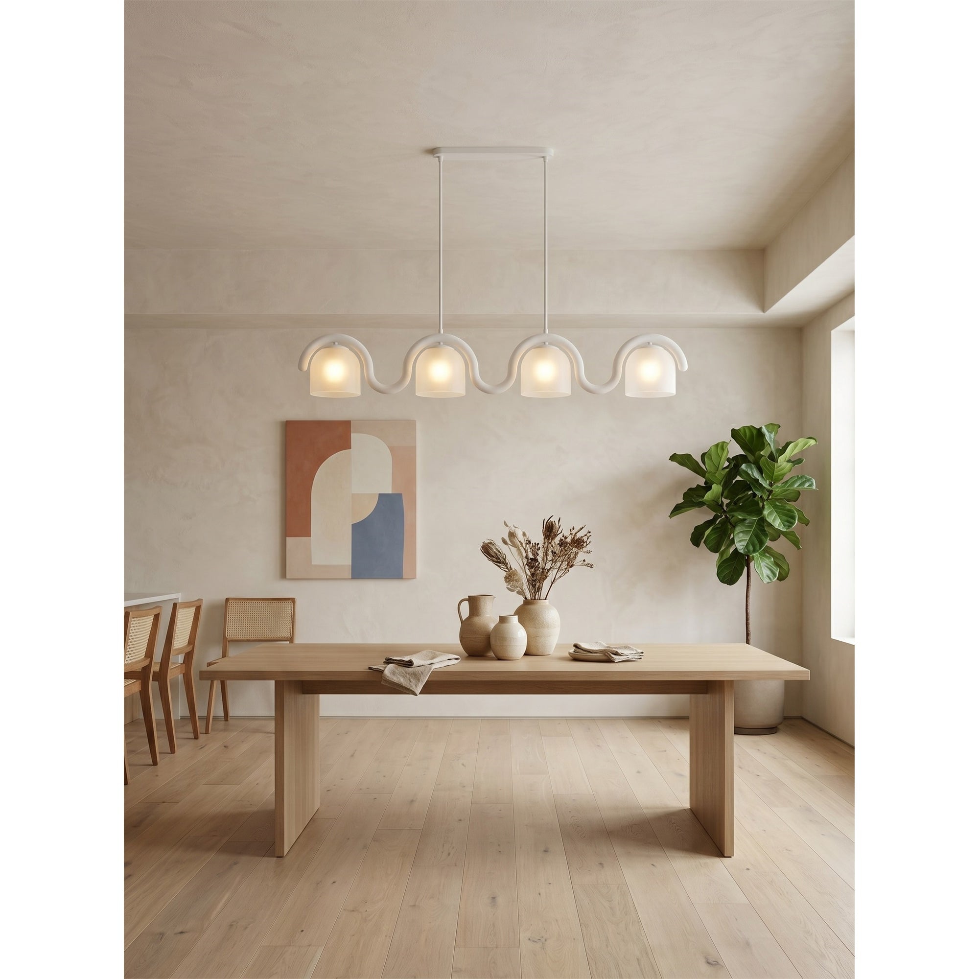 Wavy Terracotta Linear Glass Chandelier
