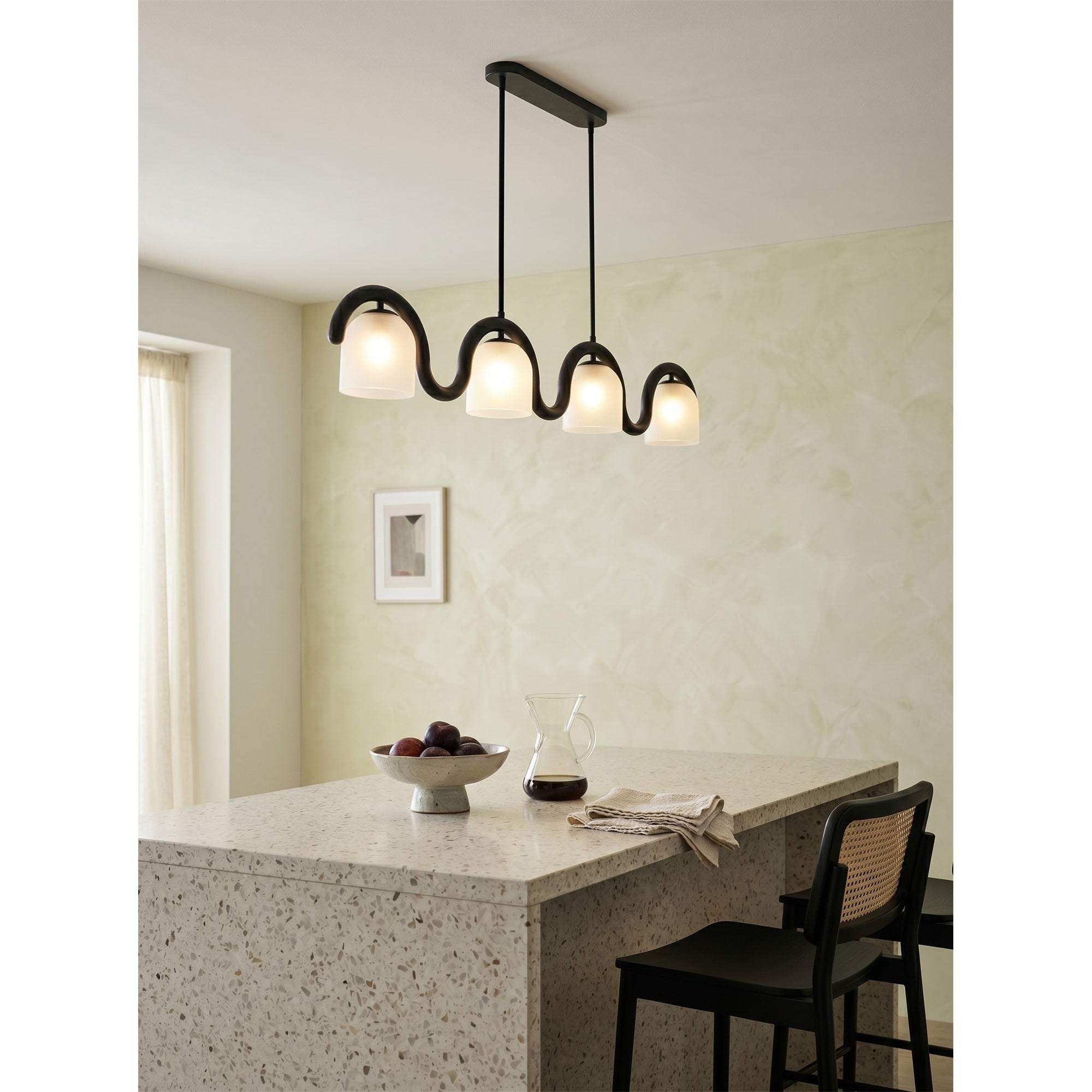 Wavy Terracotta Linear Glass Chandelier