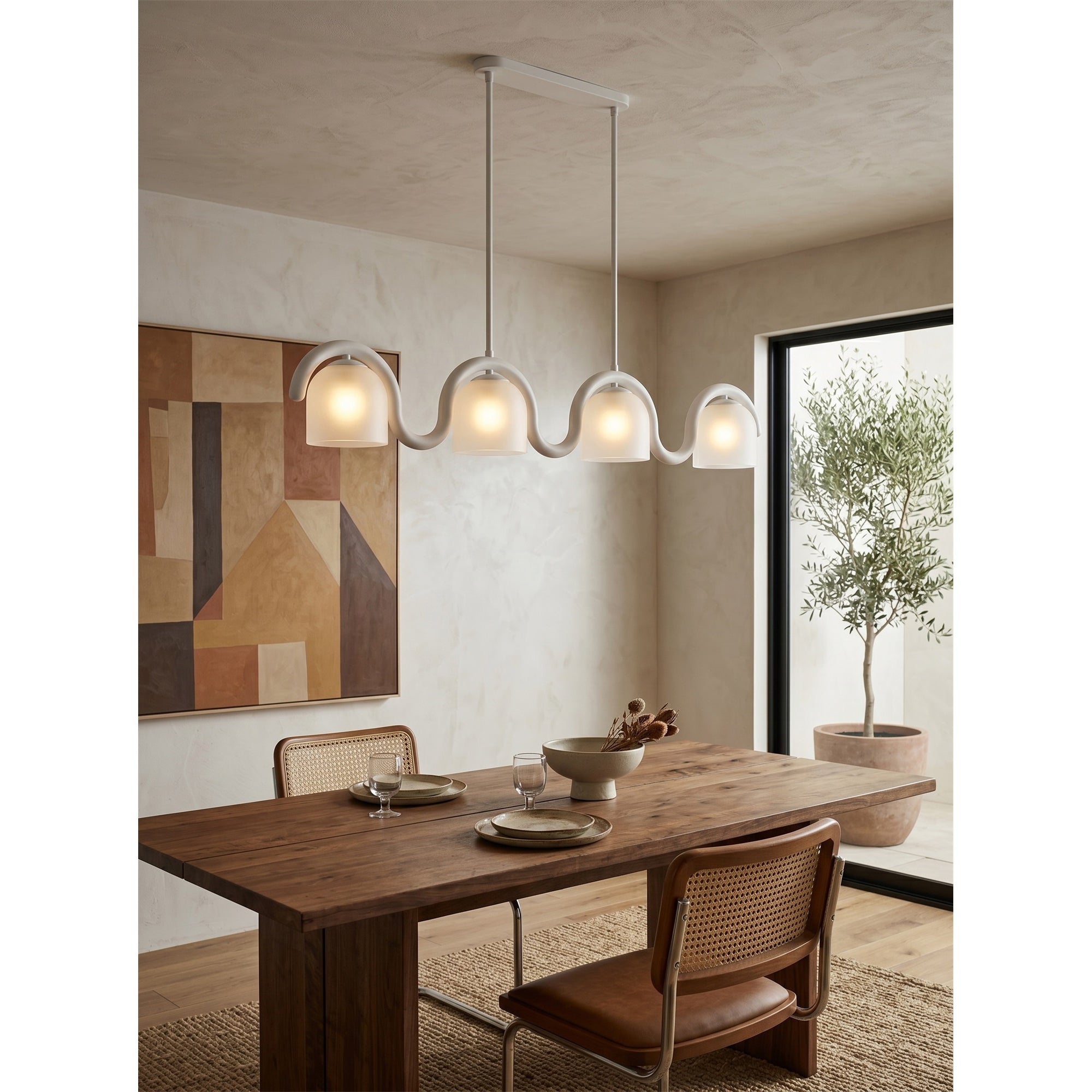 Wavy Terracotta Linear Glass Chandelier