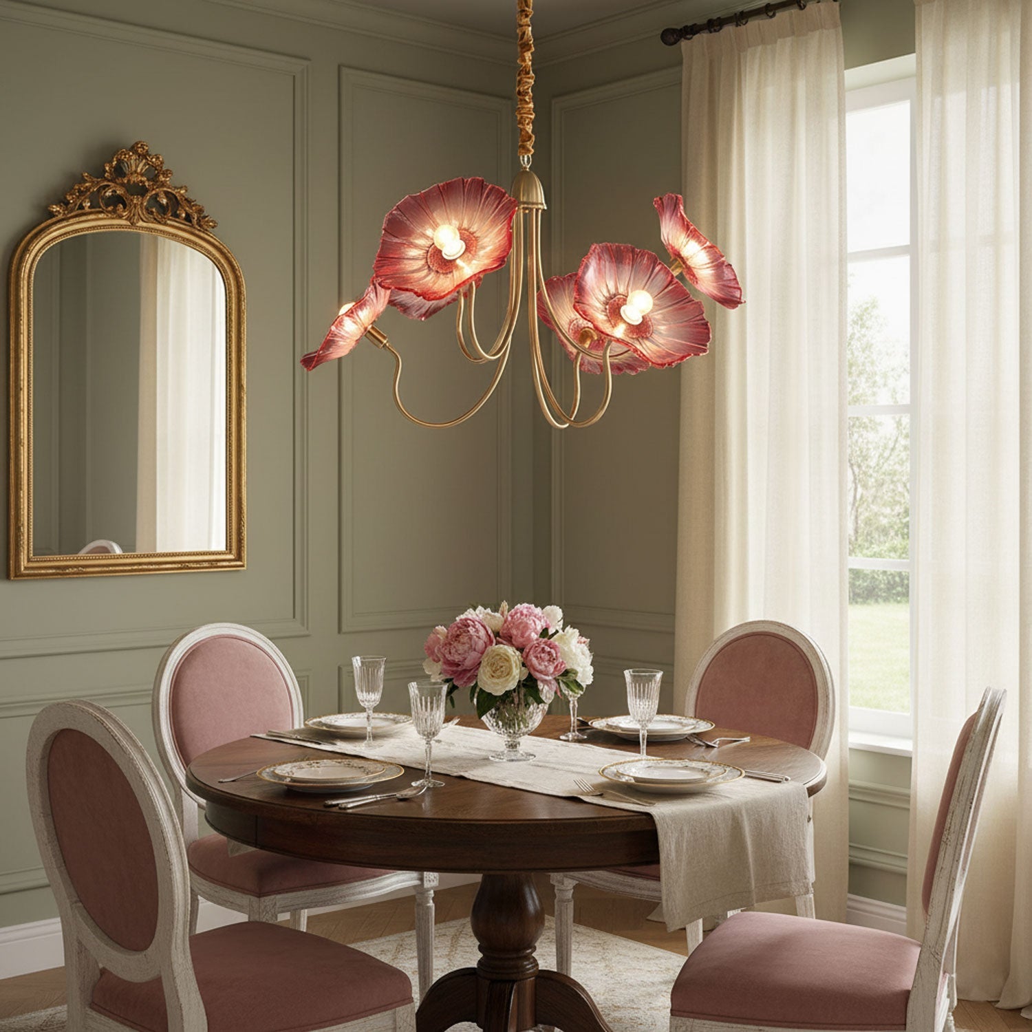 Verdal Frosted Leaf Chandelier