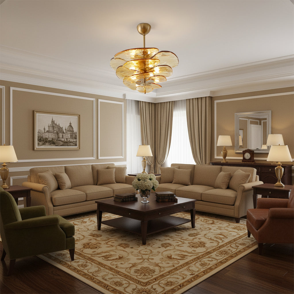 Corolla Tiered Glass Petal Chandelier