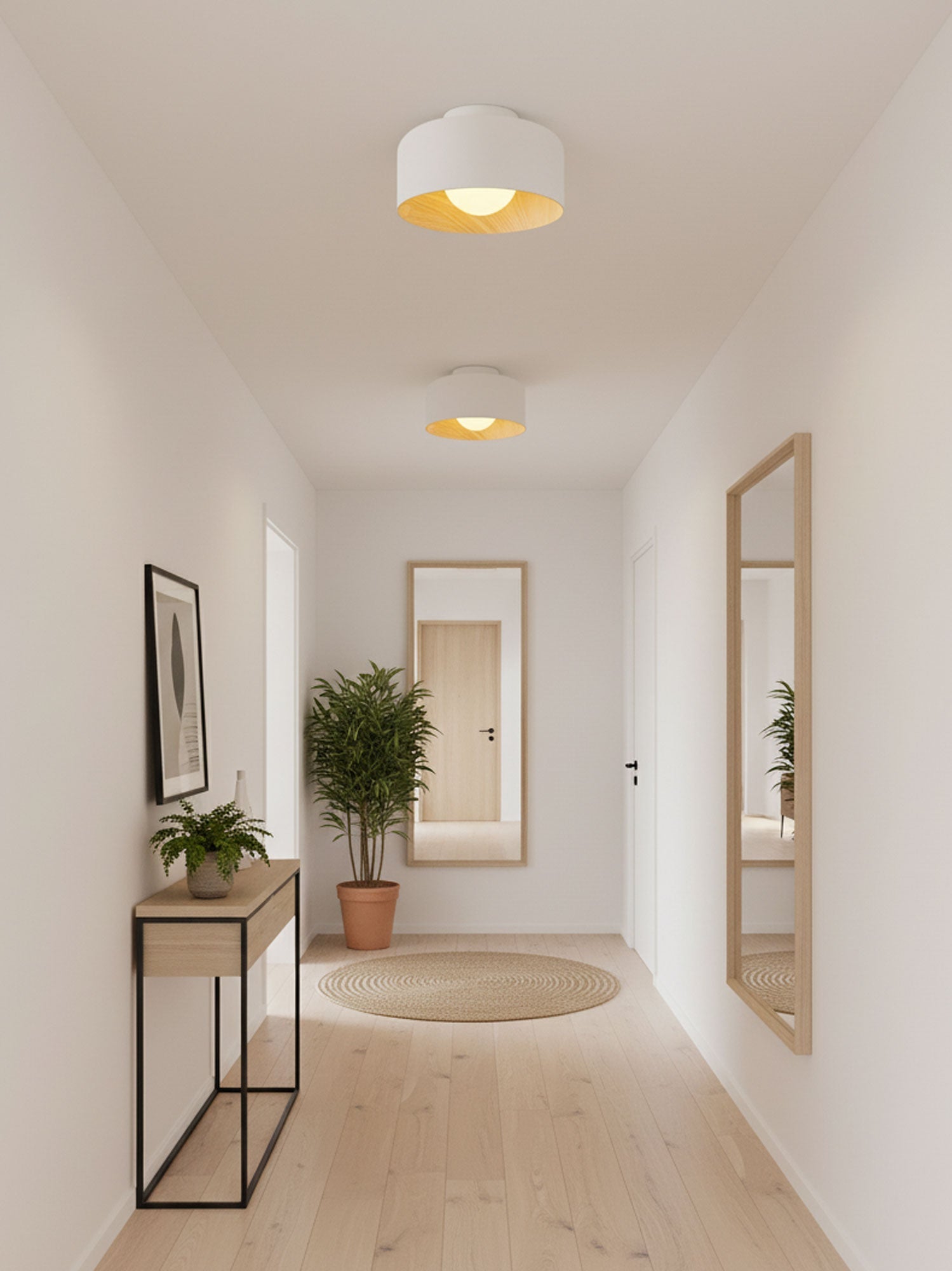 Nimbus Wood-Grain Globe Flush Mount