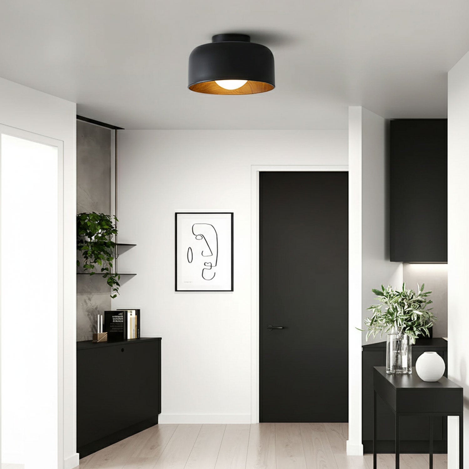 Nimbus Wood-Grain Globe Flush Mount