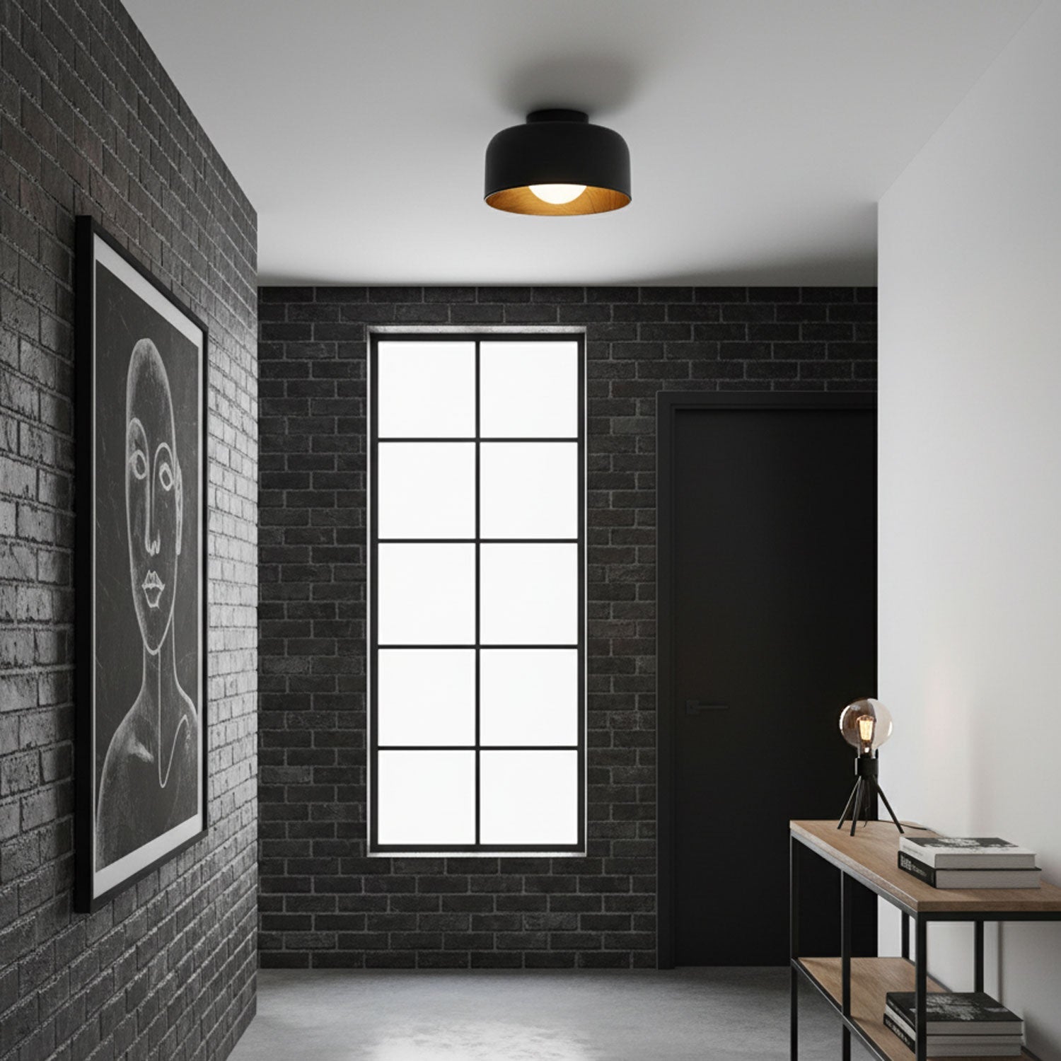 Nimbus Wood-Grain Globe Flush Mount