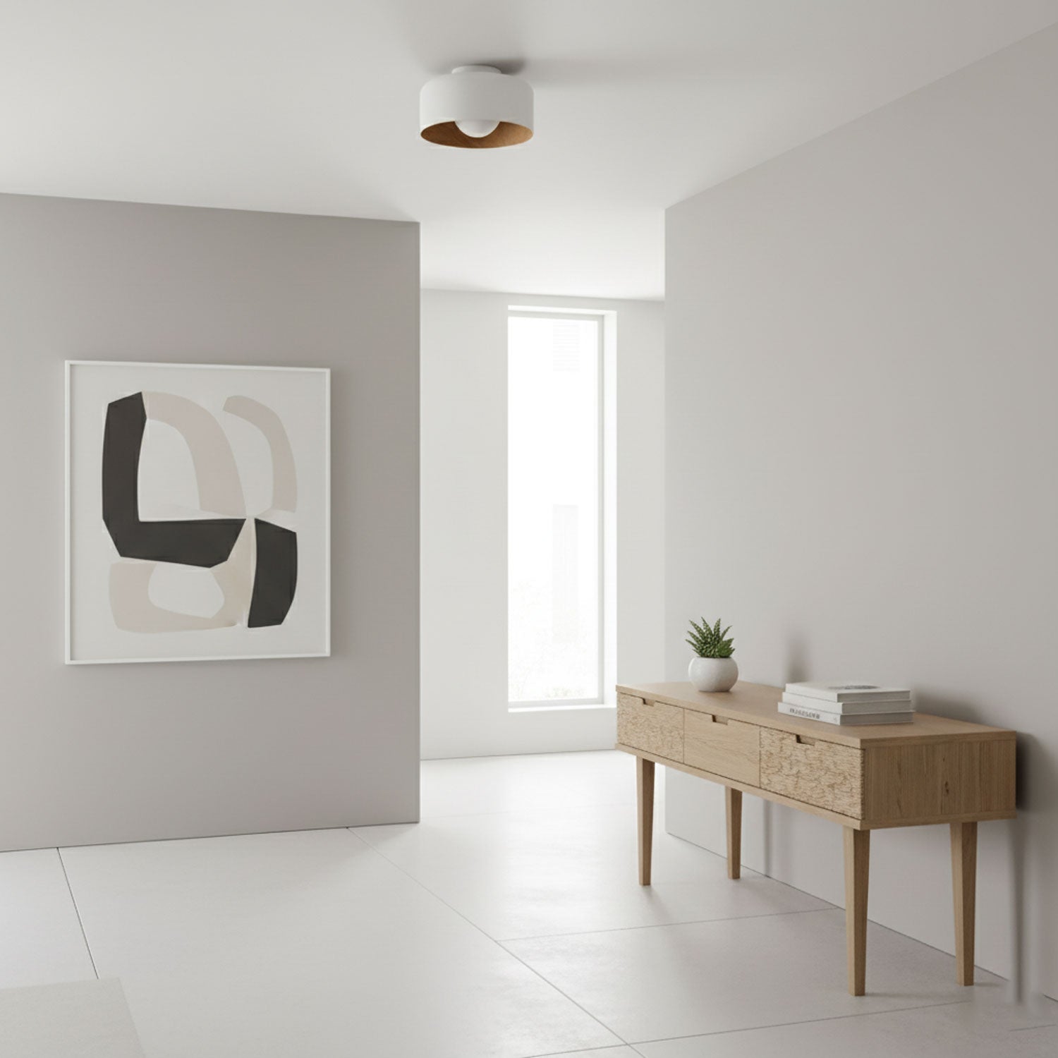 Nimbus Wood-Grain Globe Flush Mount