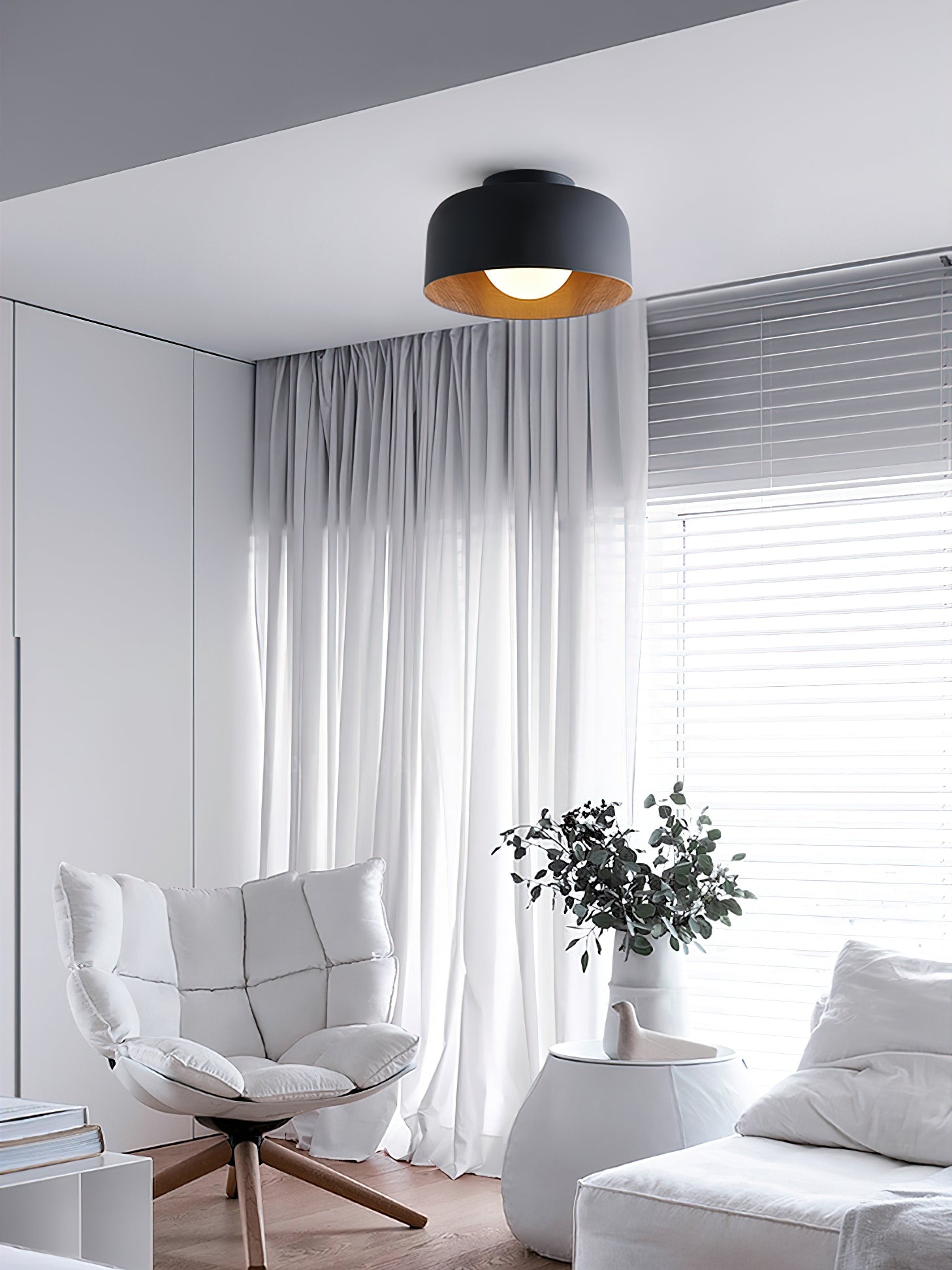 Nimbus Wood-Grain Globe Flush Mount