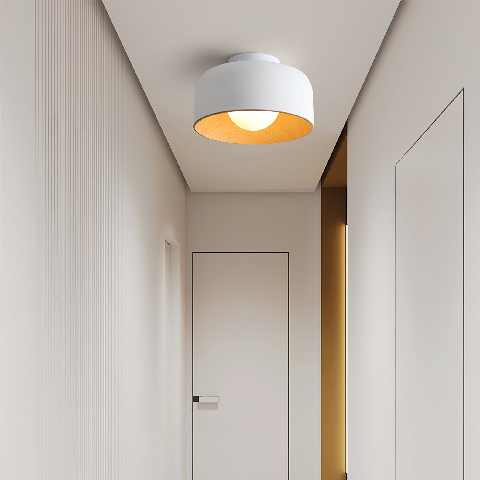 Nimbus Wood-Grain Globe Flush Mount
