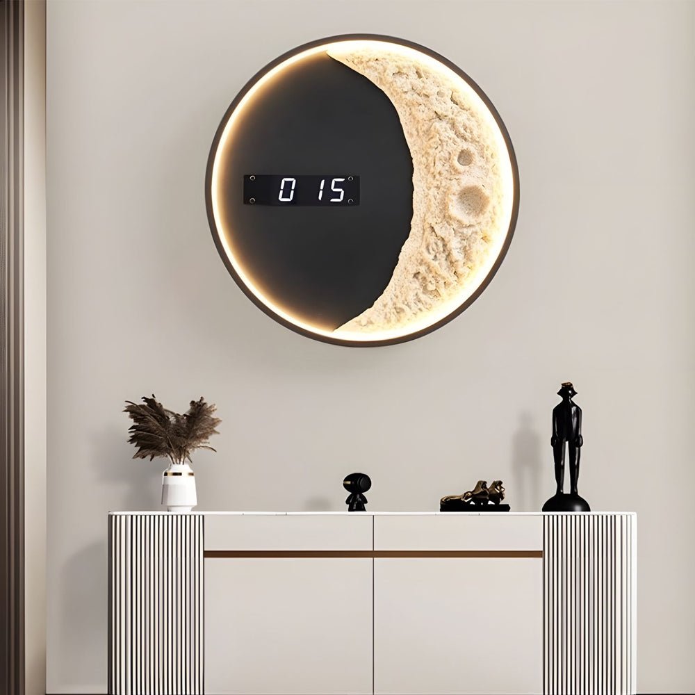 Moon LED Wall Light with Digital Clock