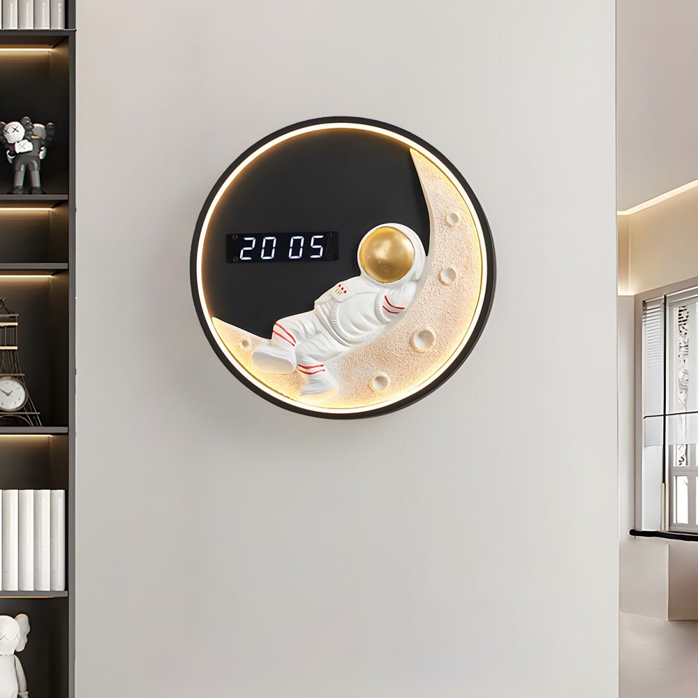 Moon LED Wall Light with Digital Clock