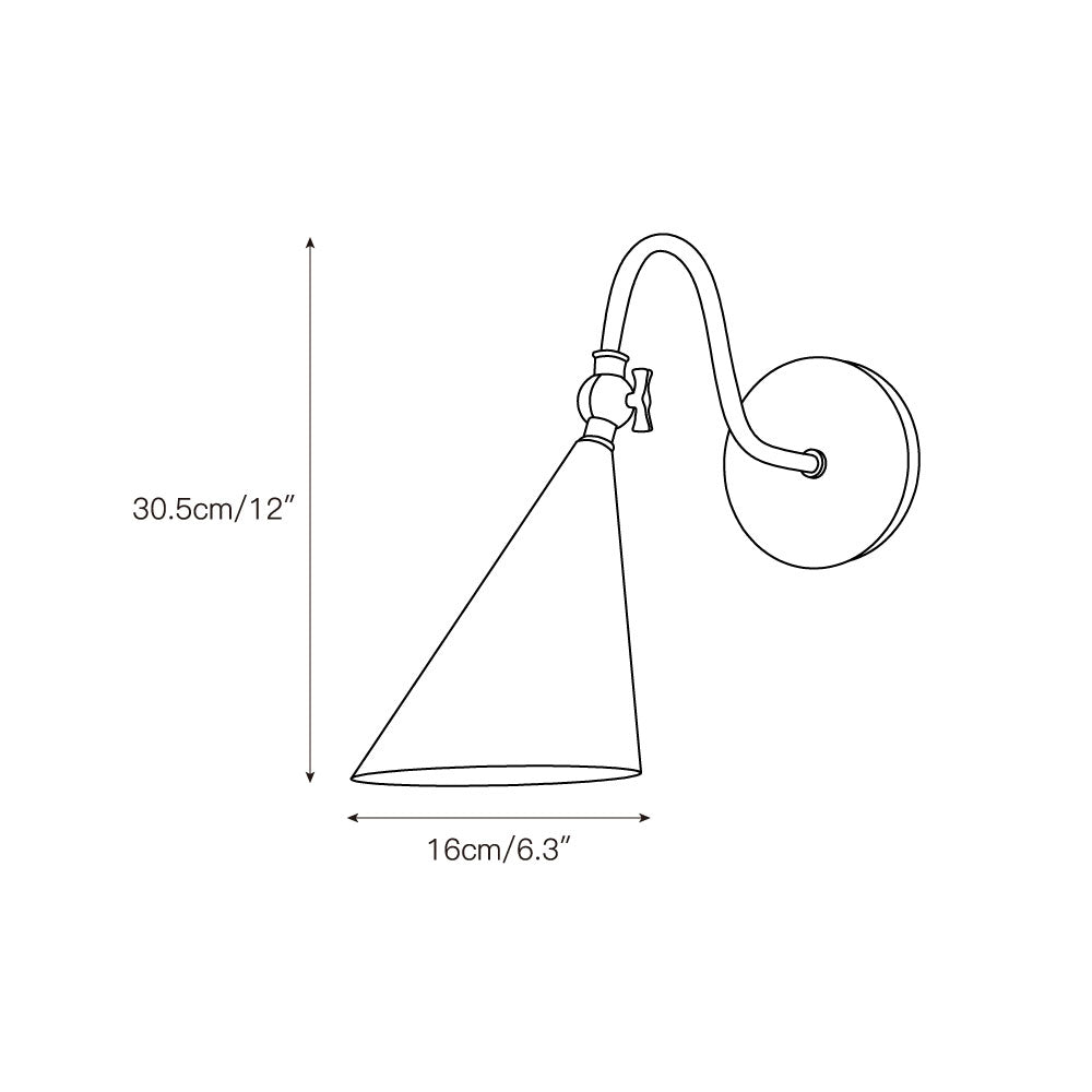 Swivel Brass Cone Wall Sconce