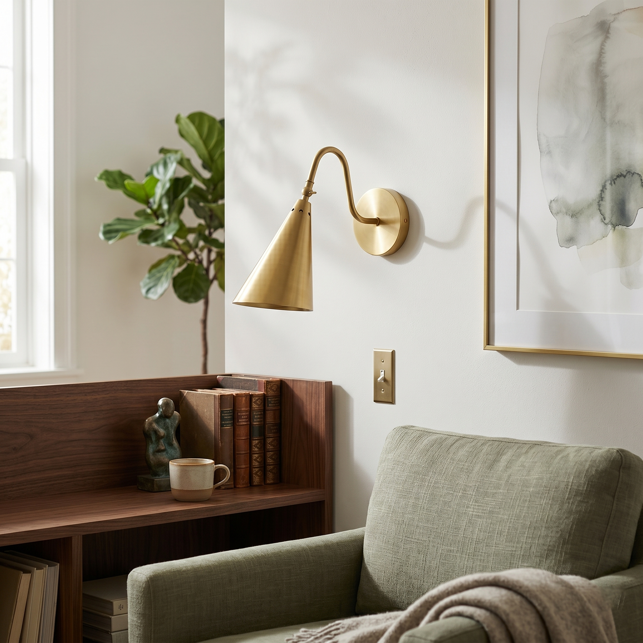 Swivel Brass Cone Wall Sconce