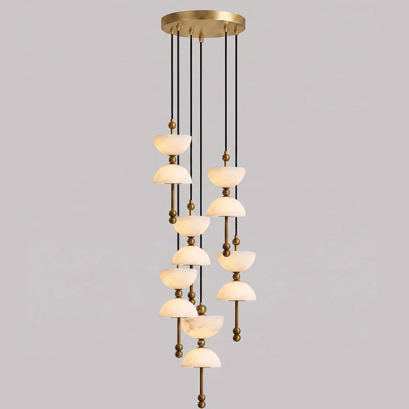 Cascading Alabaster Dome Chandelier