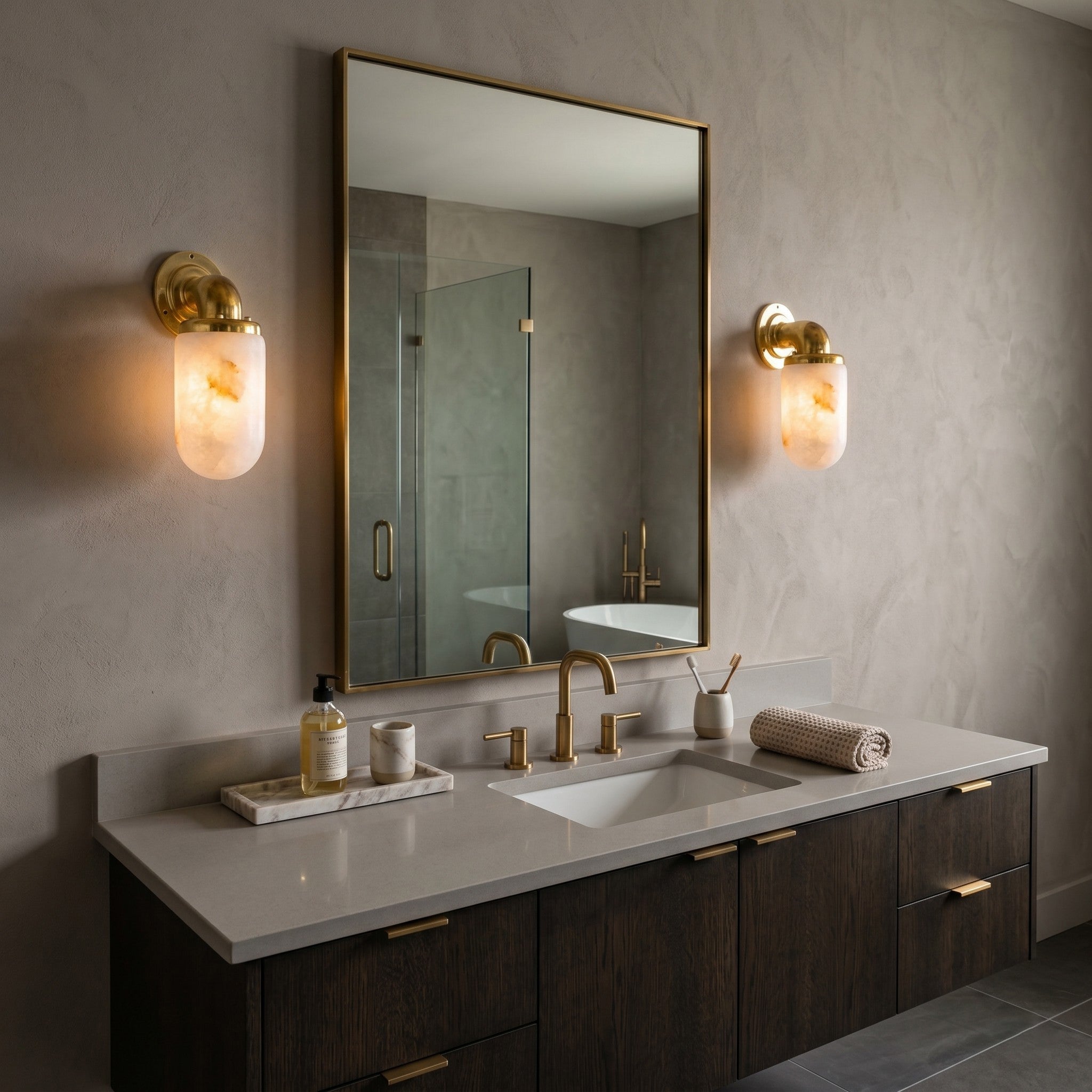 Vintage Utility Alabaster Wall Sconce