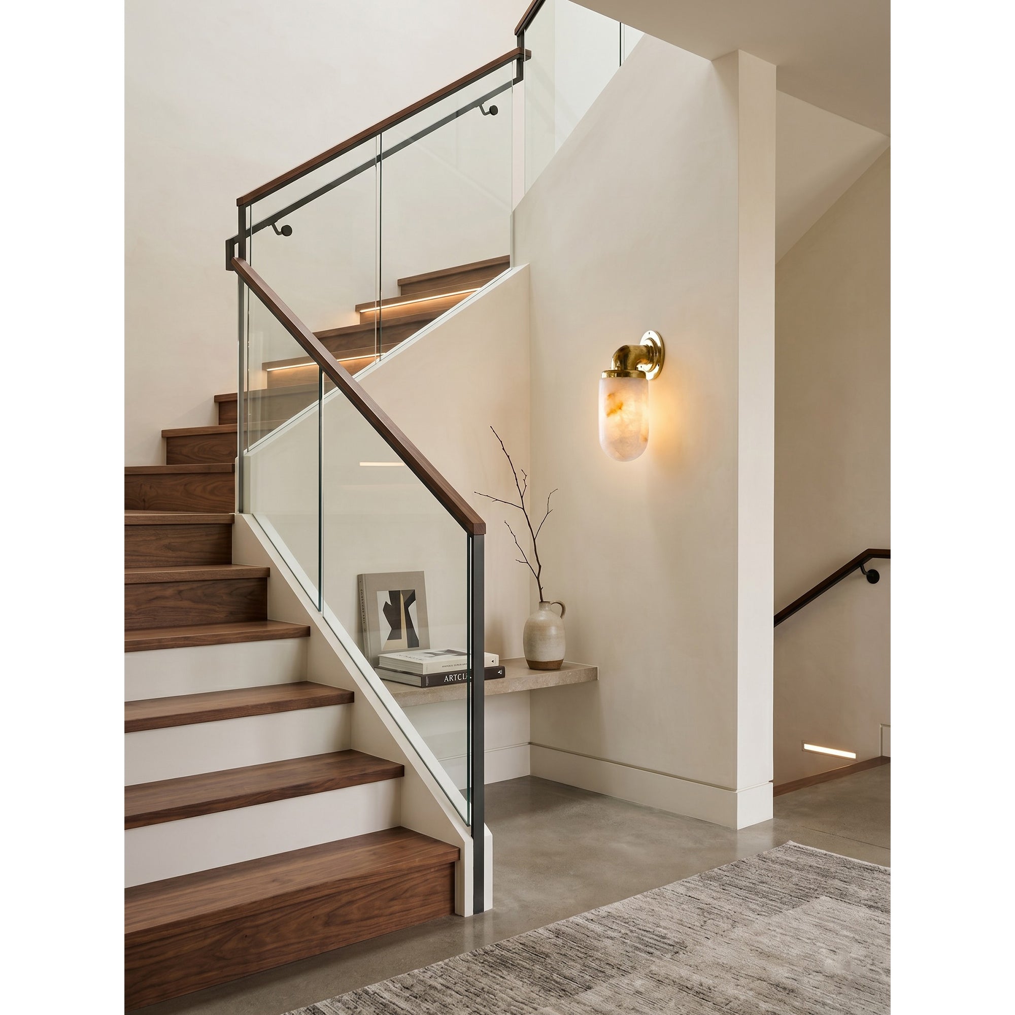 Vintage Utility Alabaster Wall Sconce