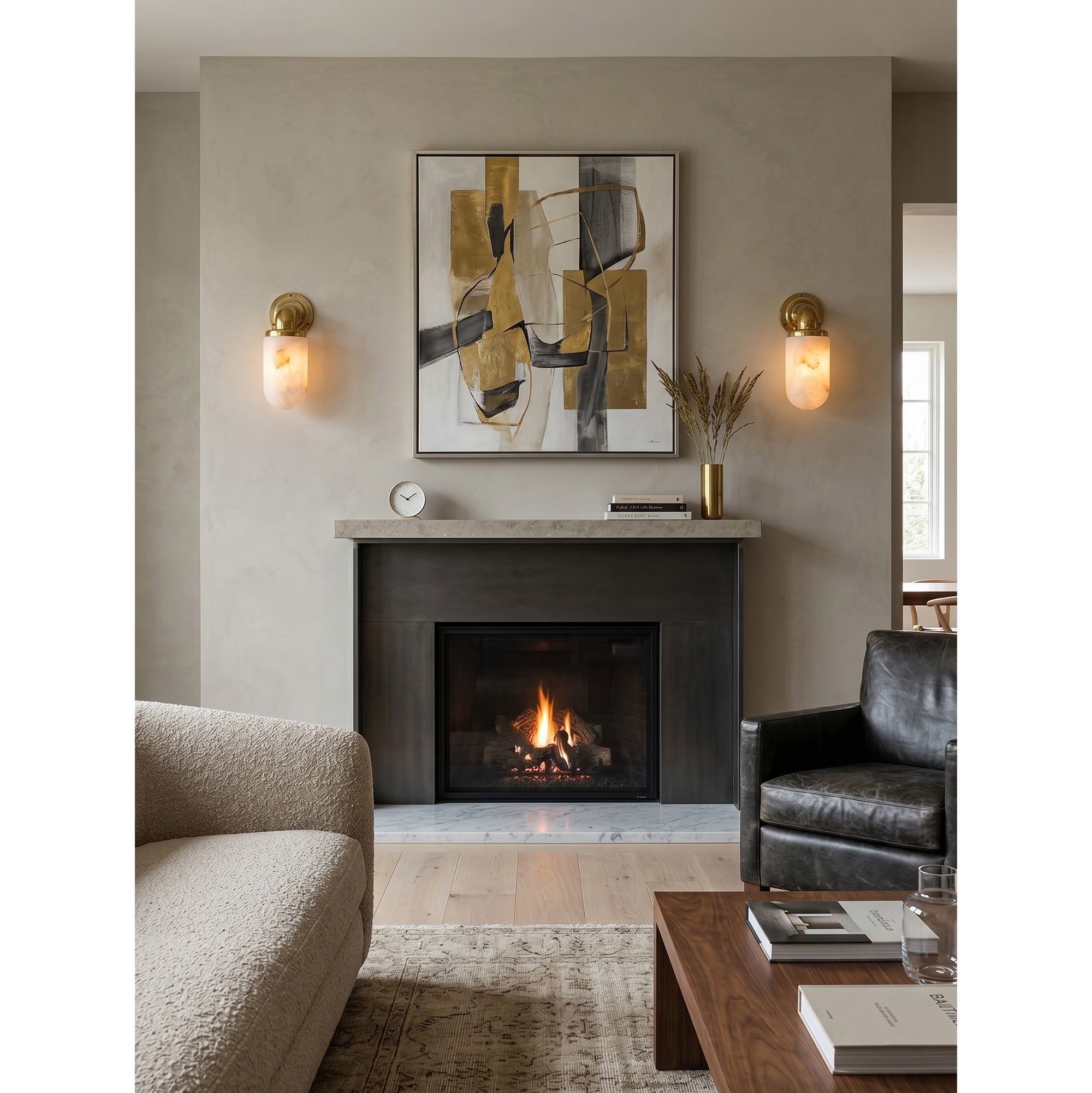 Vintage Utility Alabaster Wall Sconce