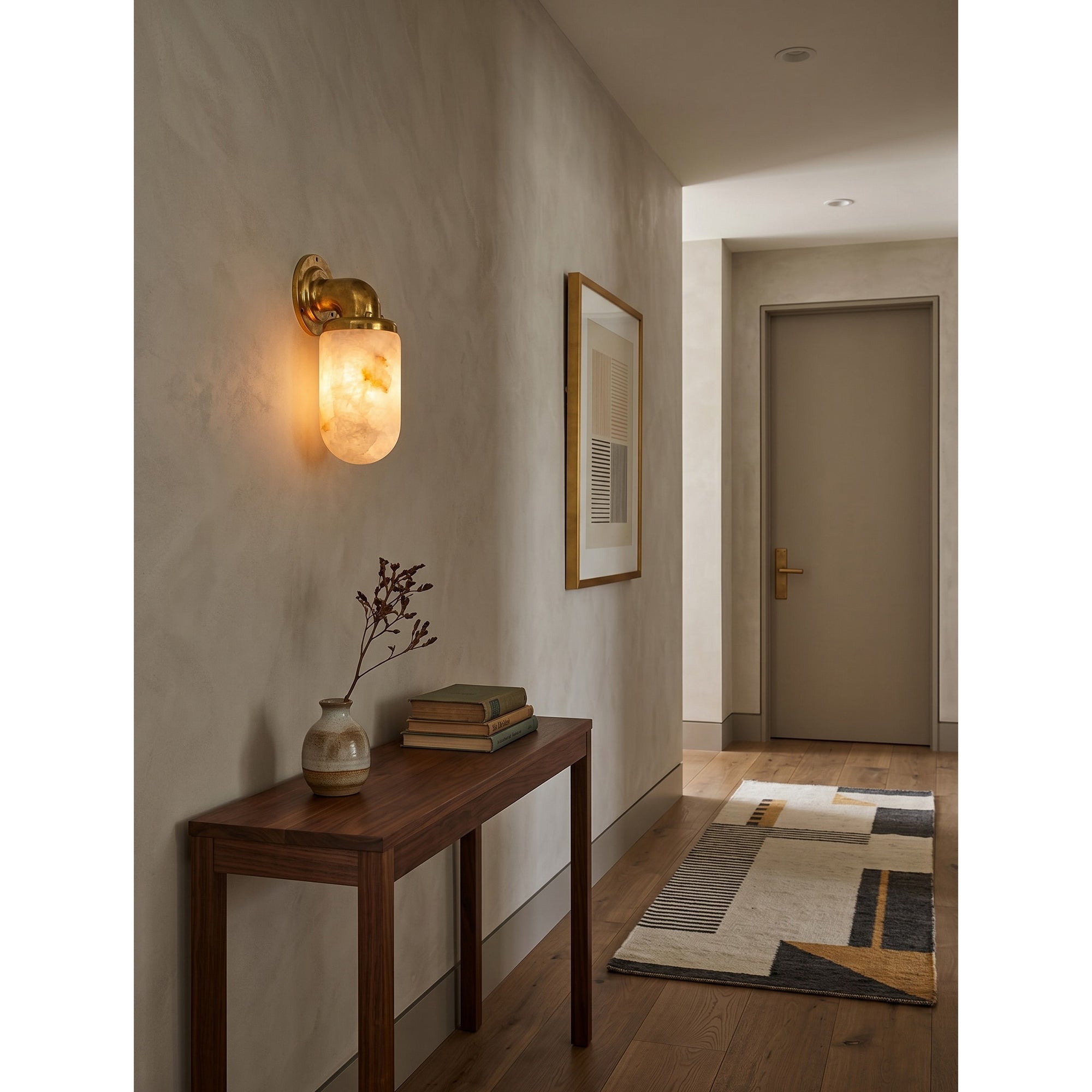 Vintage Utility Alabaster Wall Sconce