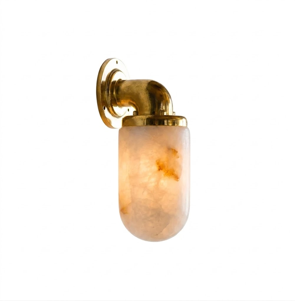 Vintage Utility Alabaster Wall Sconce