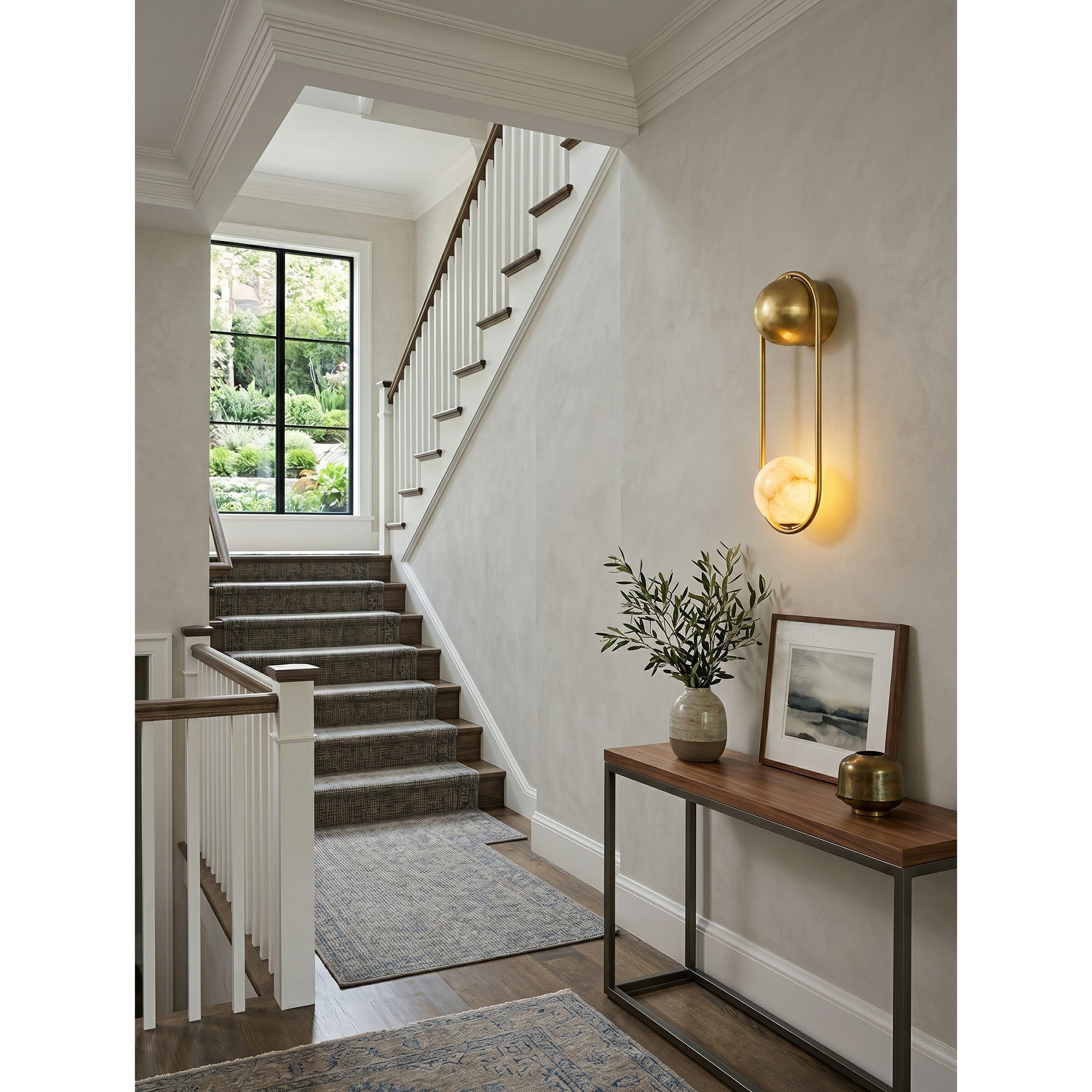 Brass & Alabaster Globe Wall Sconce