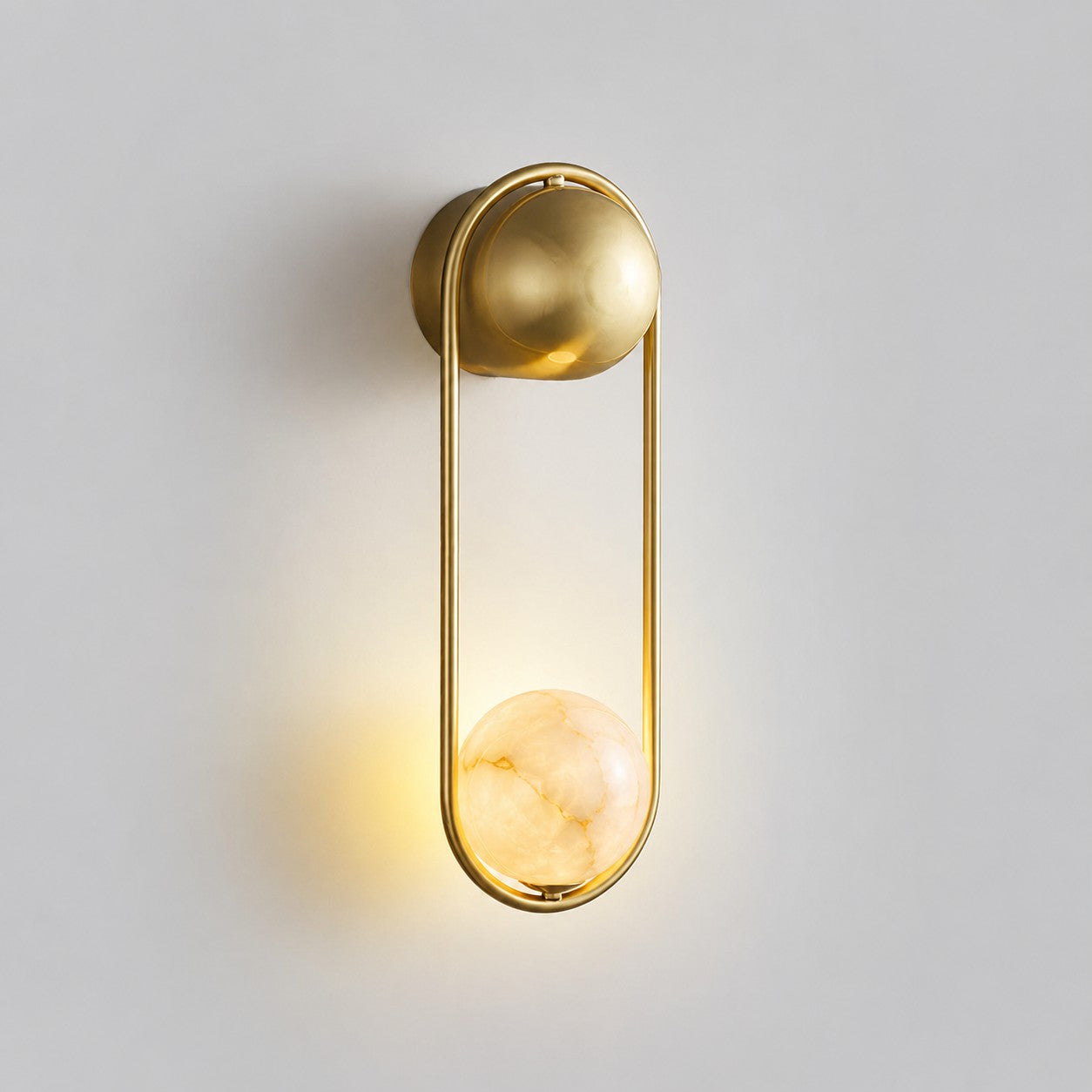 Brass & Alabaster Globe Wall Sconce
