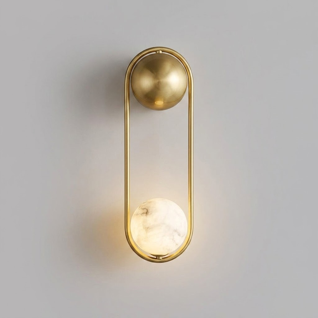 Brass & Alabaster Globe Wall Sconce