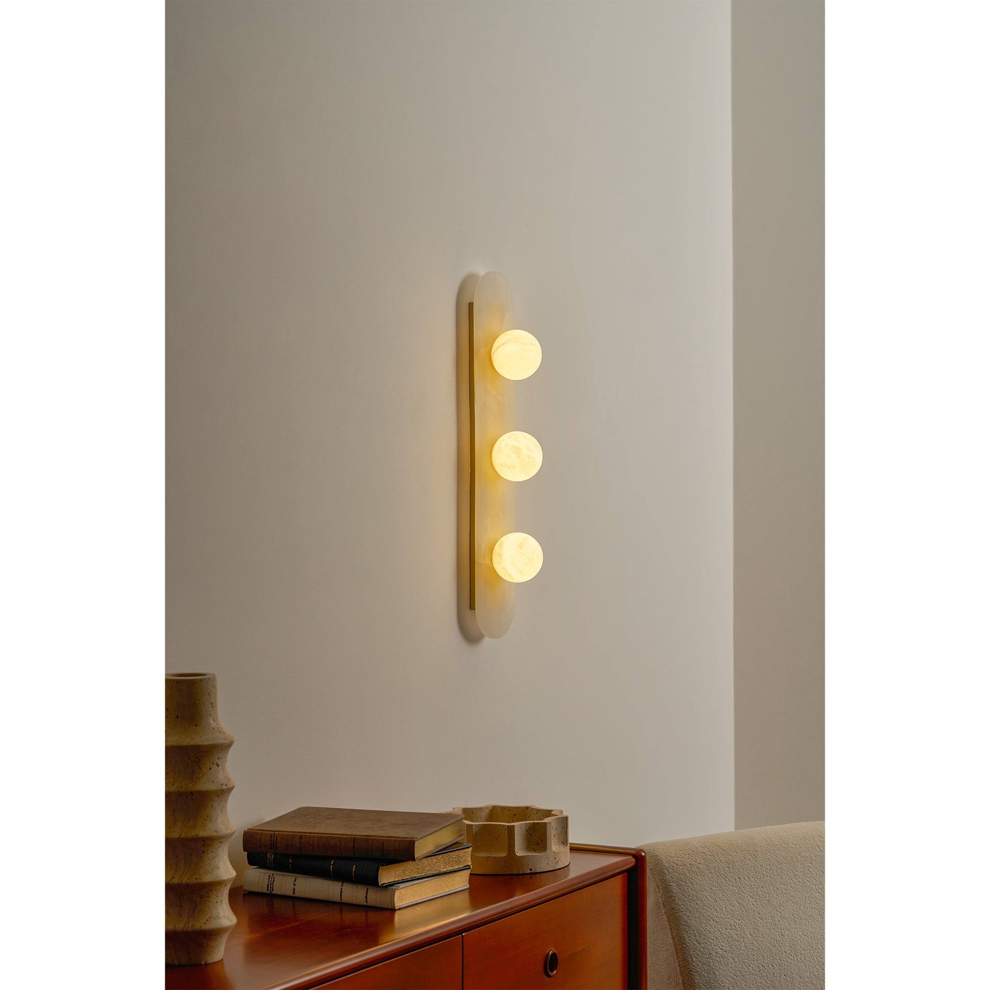 Tiered Alabaster Stone Wall Sconce