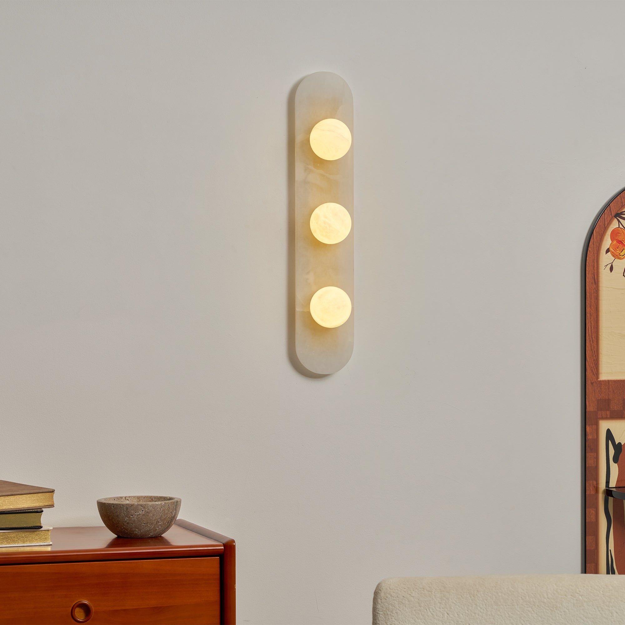Tiered Alabaster Stone Wall Sconce