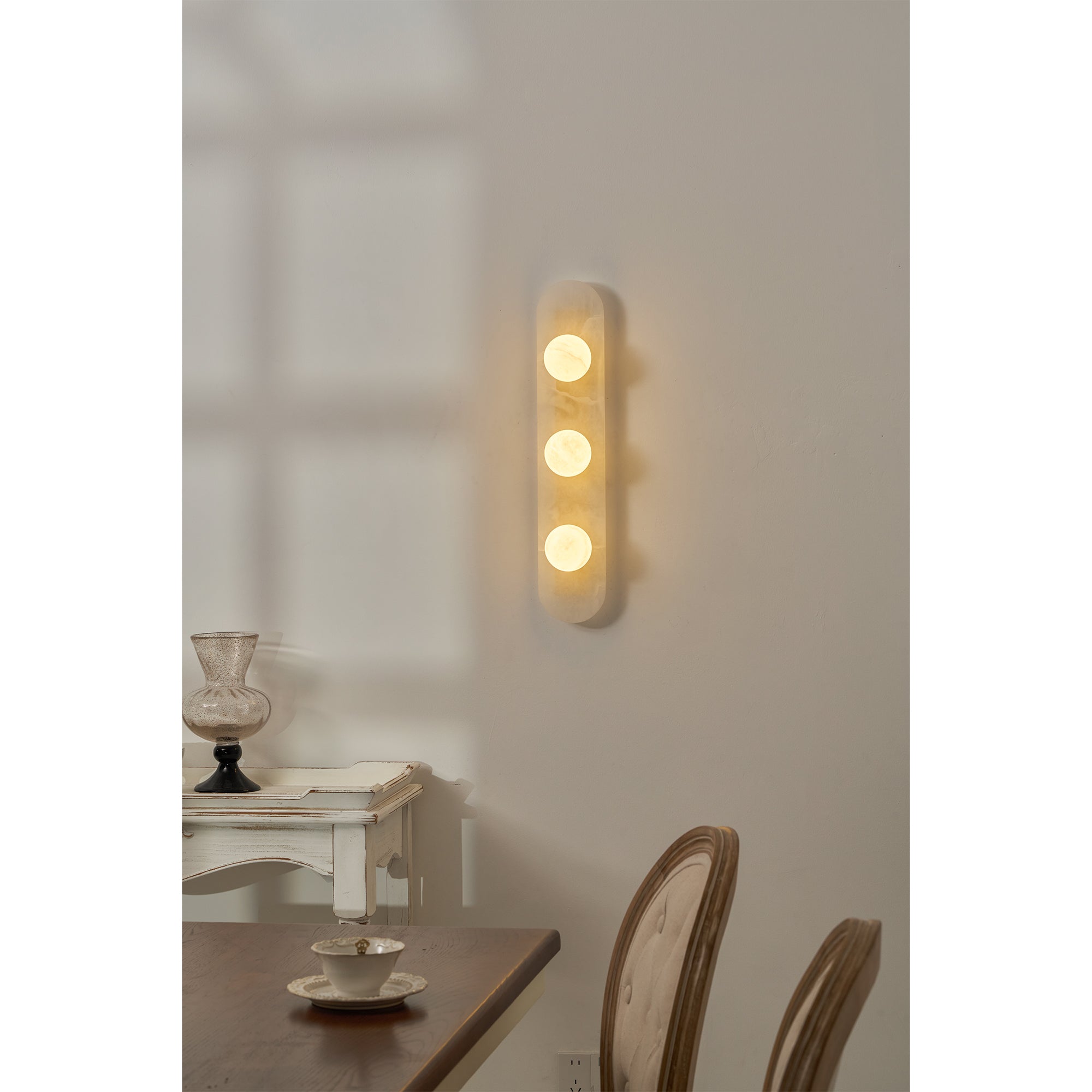 Tiered Alabaster Stone Wall Sconce
