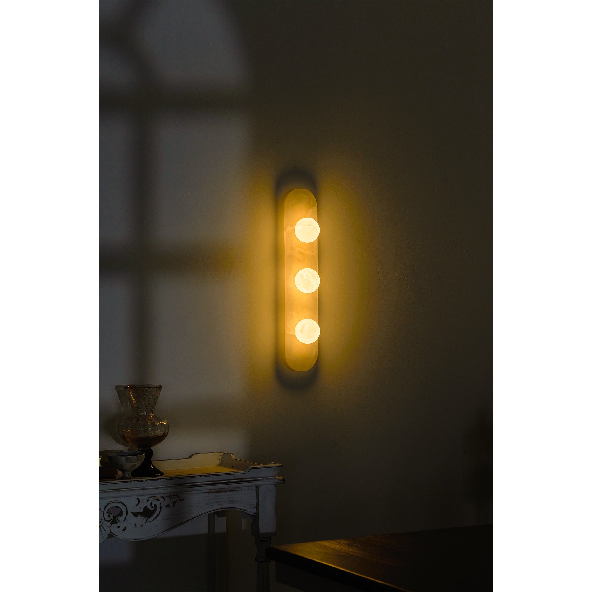 Tiered Alabaster Stone Wall Sconce