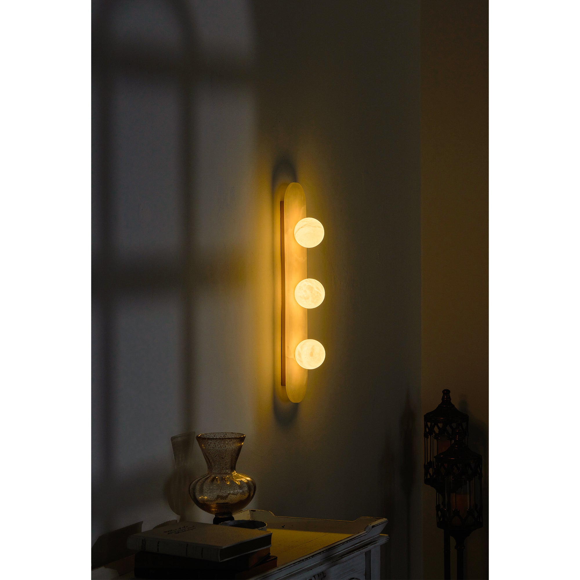Tiered Alabaster Stone Wall Sconce