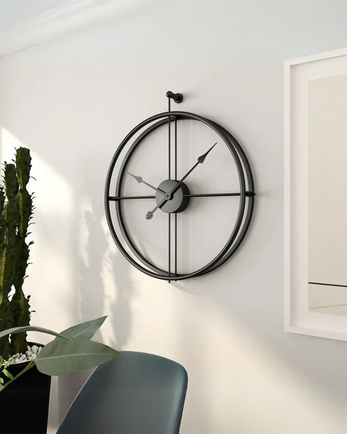 Oversized Open-Frame Metal Wall Clock