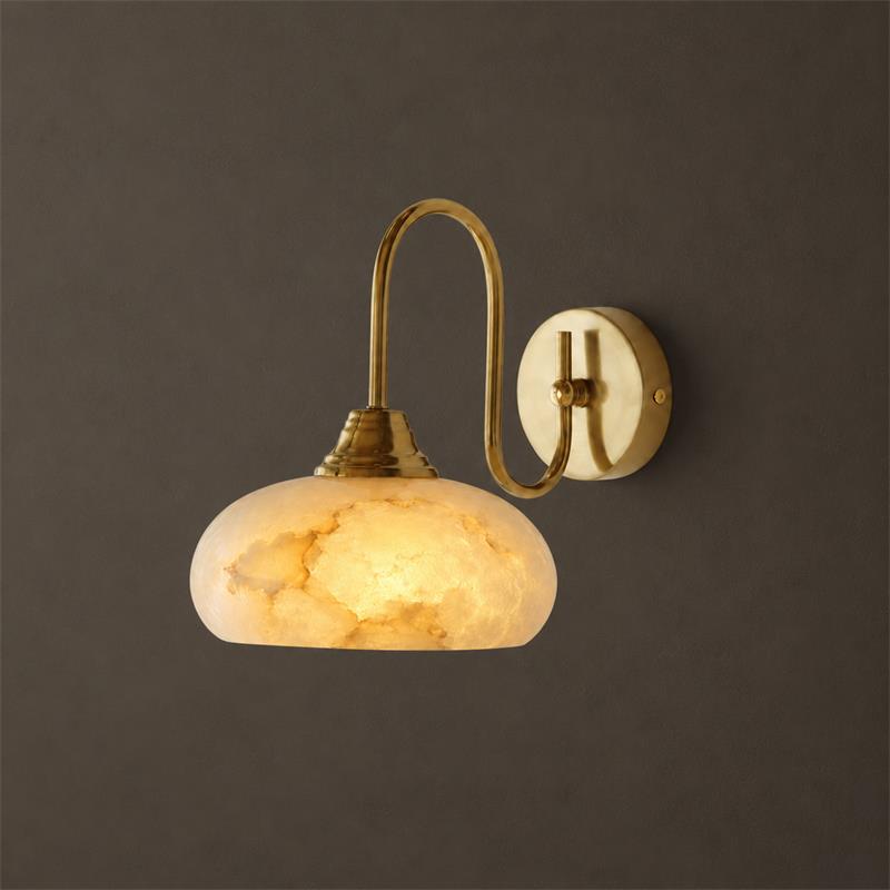Copper & Alabaster Wide Wall Sconce